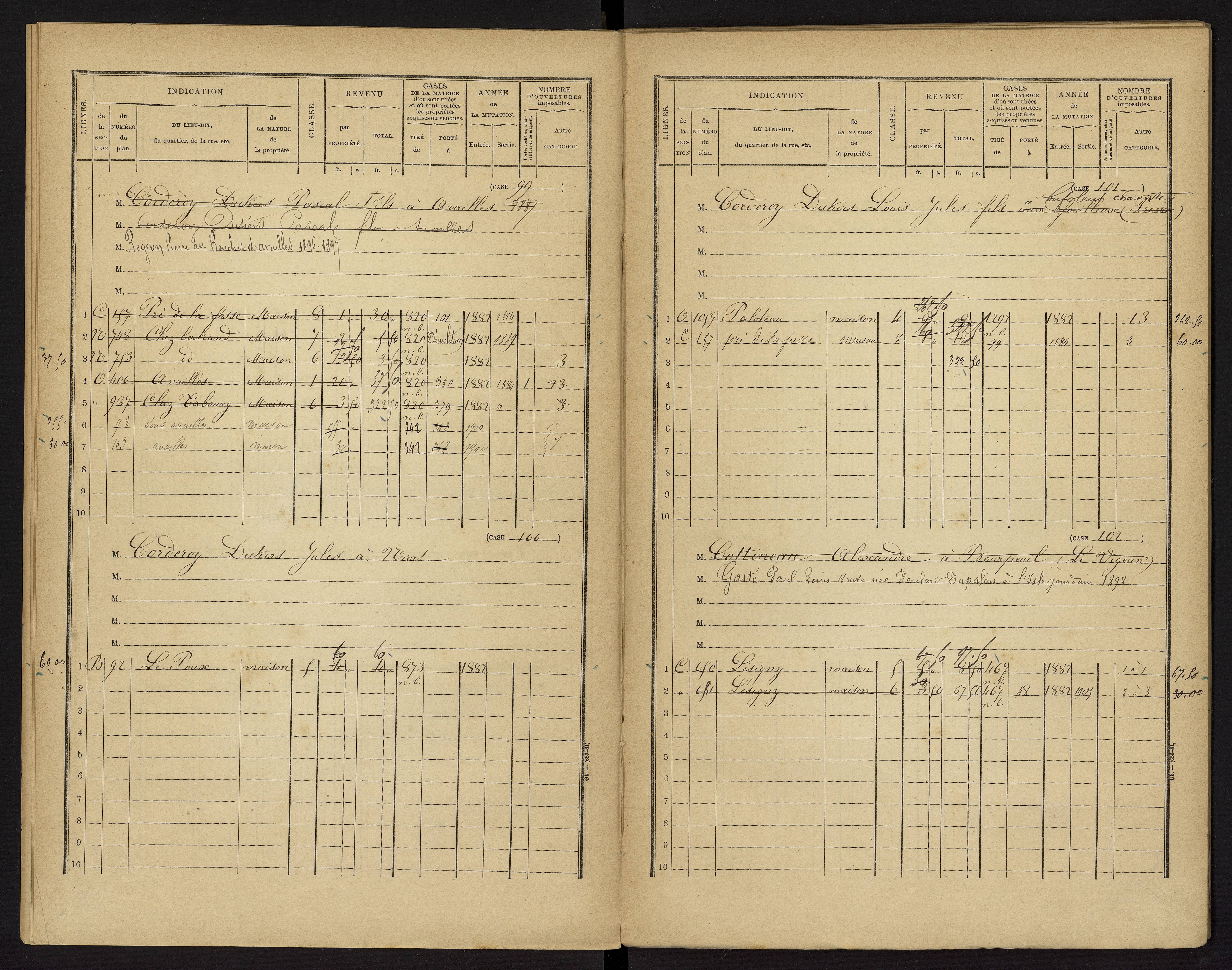 Availles-Limouzine - FRAD086_cadastre Cases 1-496 