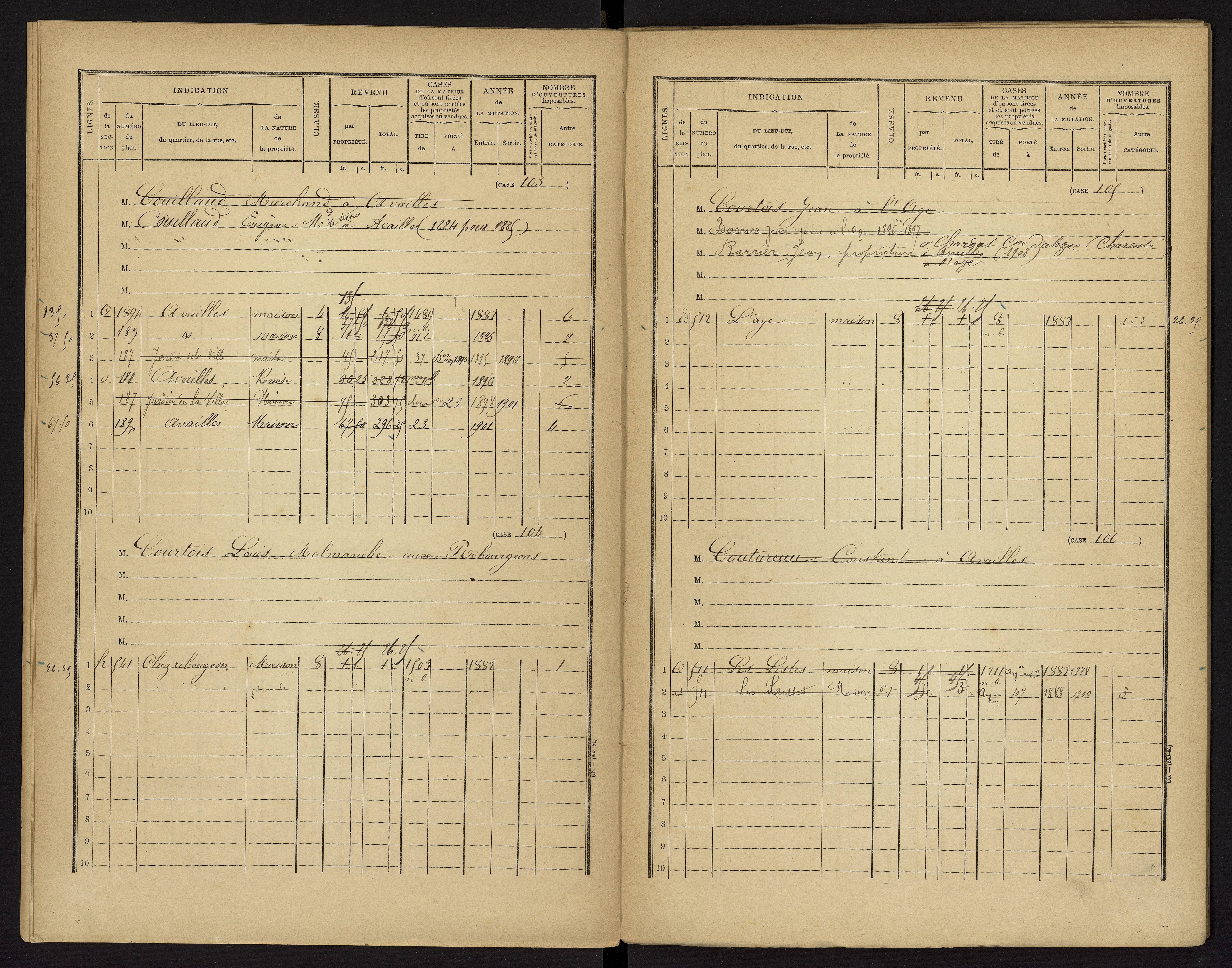 Availles-Limouzine - FRAD086_cadastre Cases 1-496 