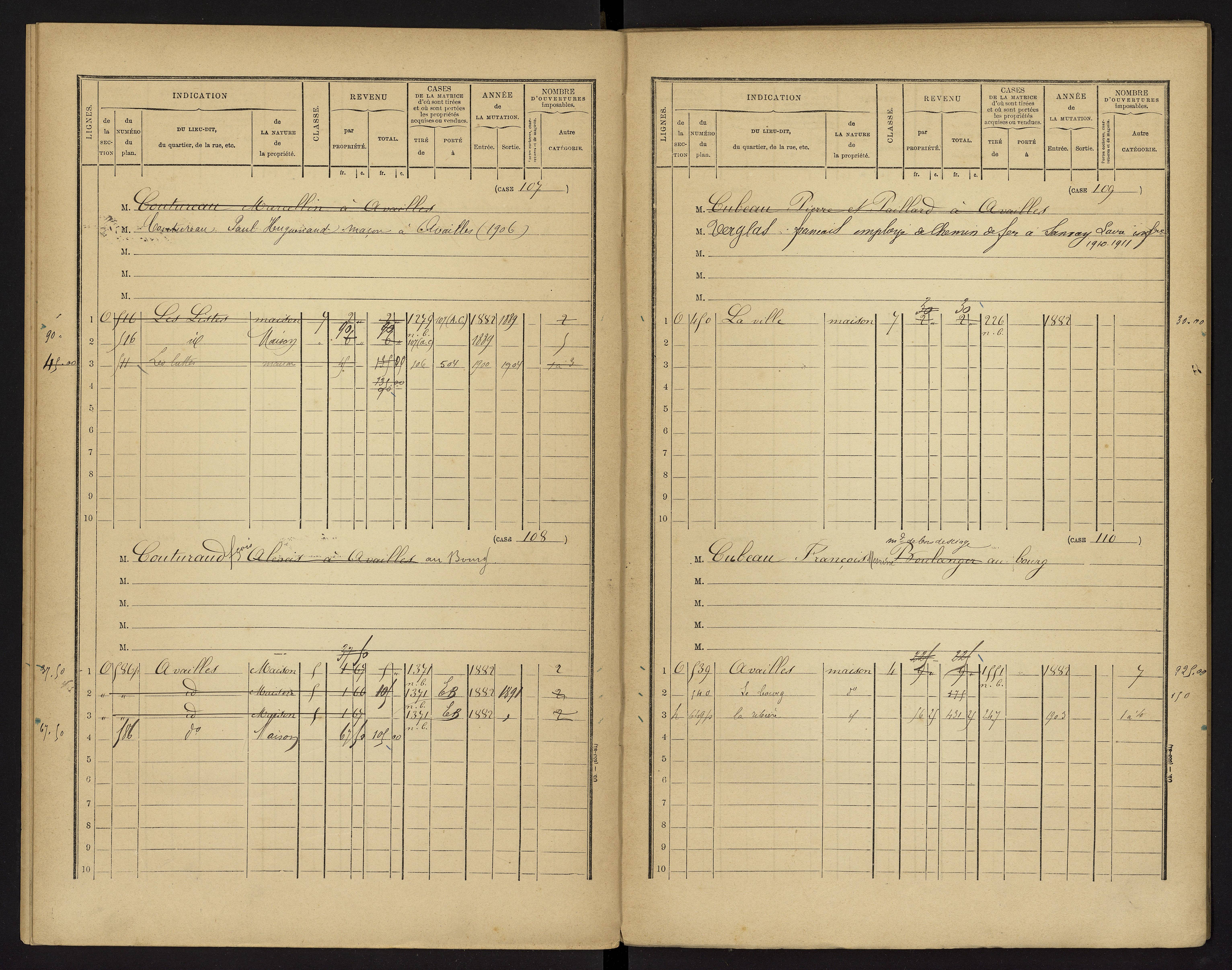 Availles-Limouzine - FRAD086_cadastre Cases 1-496 