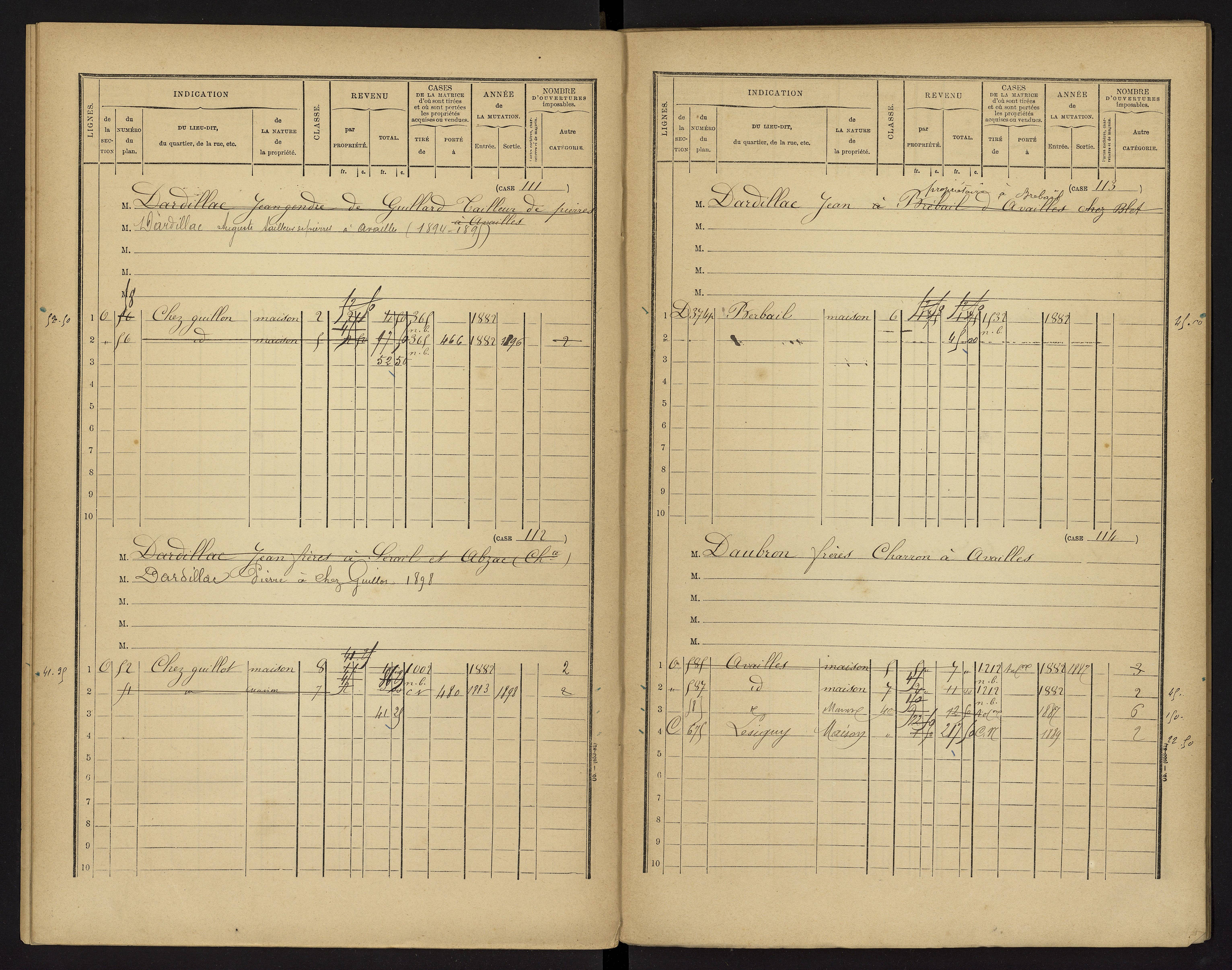 Availles-Limouzine - FRAD086_cadastre Cases 1-496 