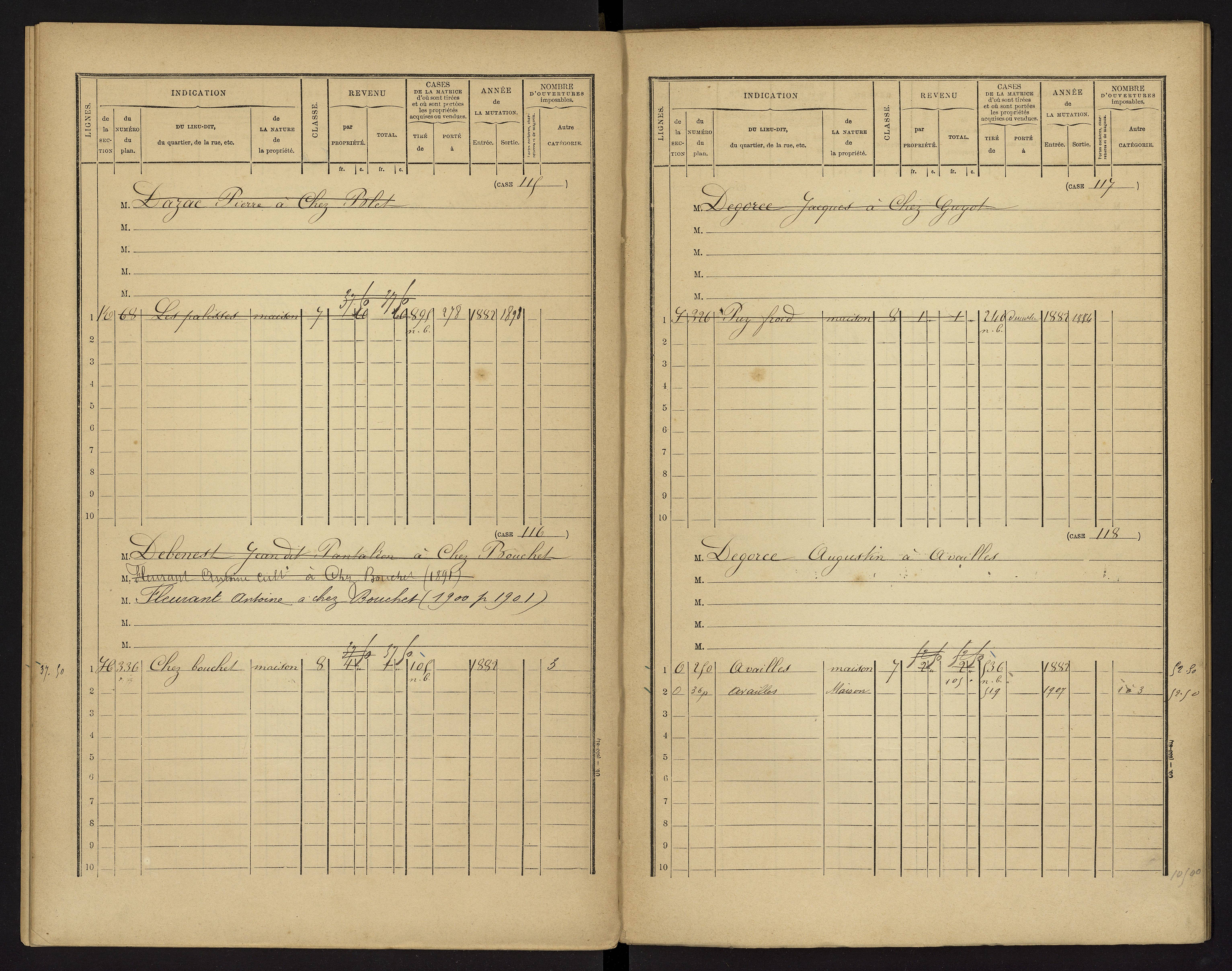 Availles-Limouzine - FRAD086_cadastre Cases 1-496 