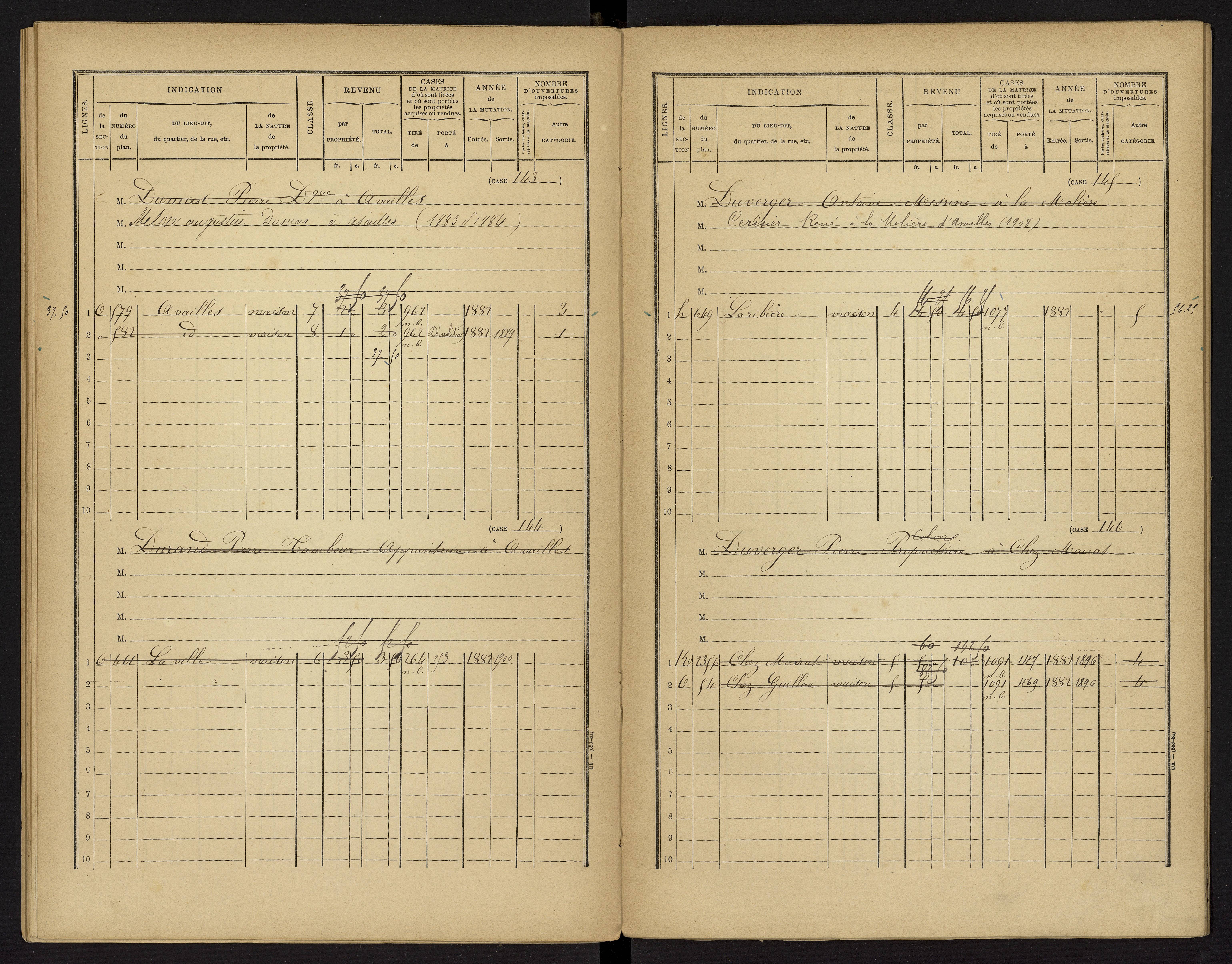 Availles-Limouzine - FRAD086_cadastre Cases 1-496 