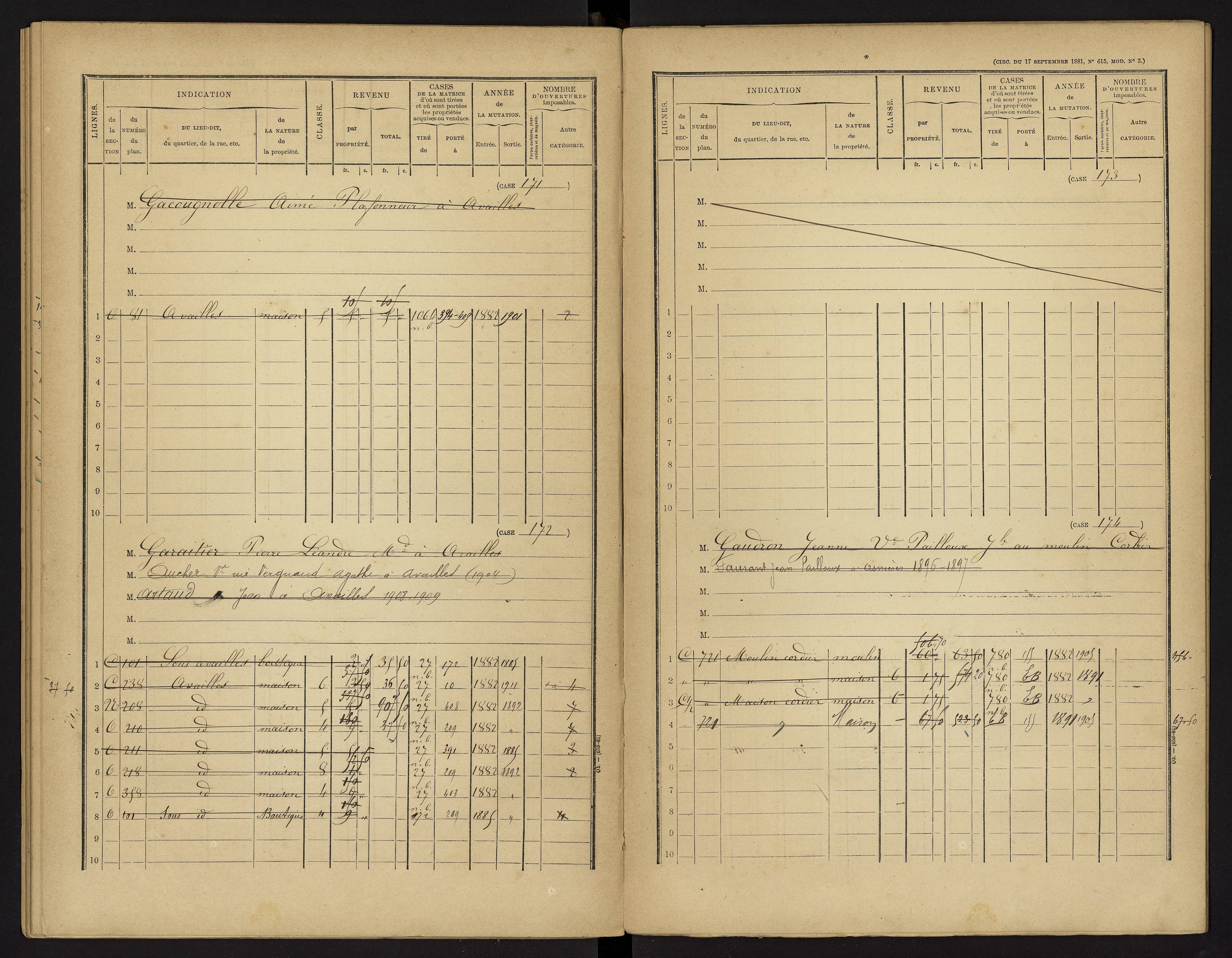 Availles-Limouzine - FRAD086_cadastre Cases 1-496 