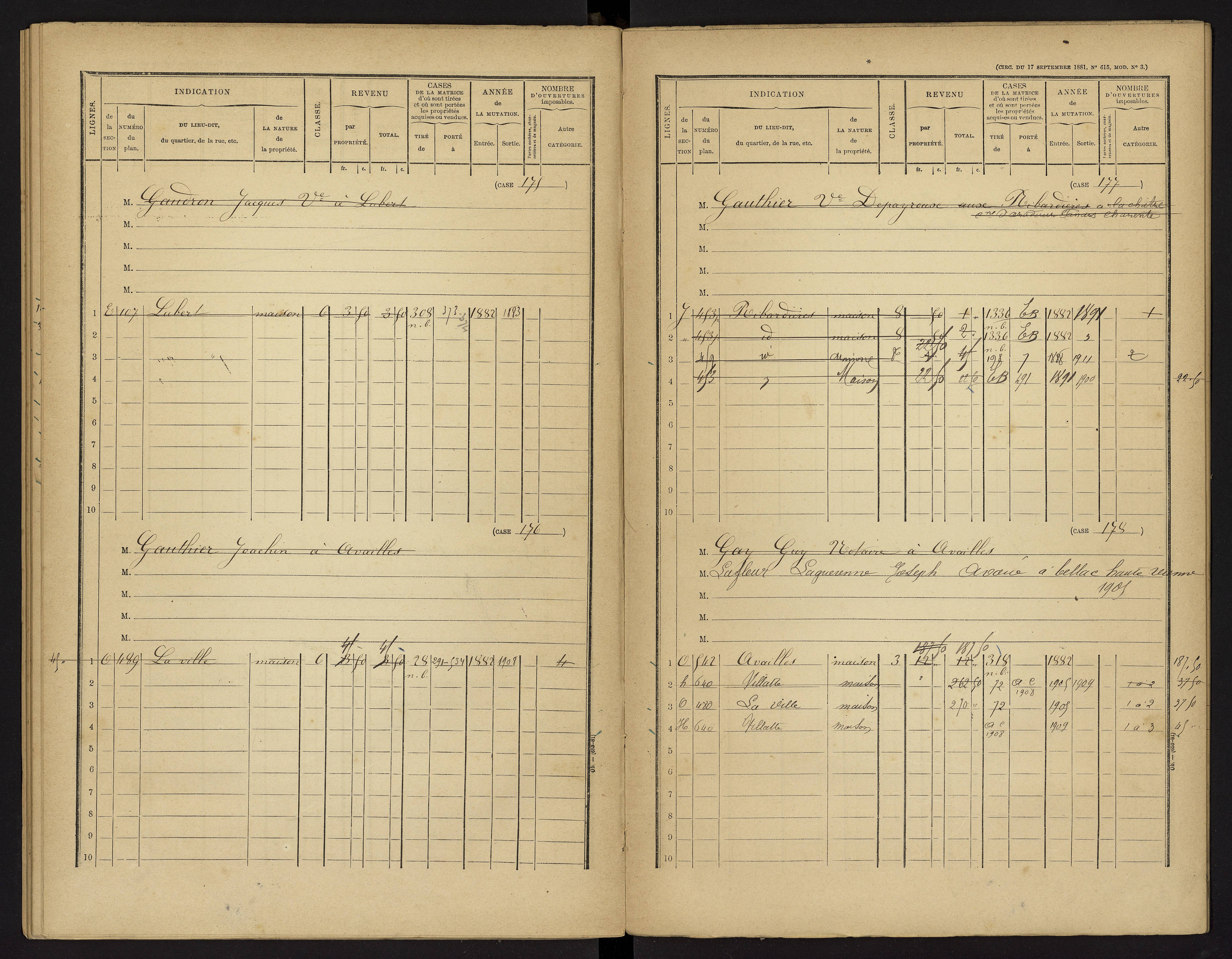 Availles-Limouzine - FRAD086_cadastre Cases 1-496 