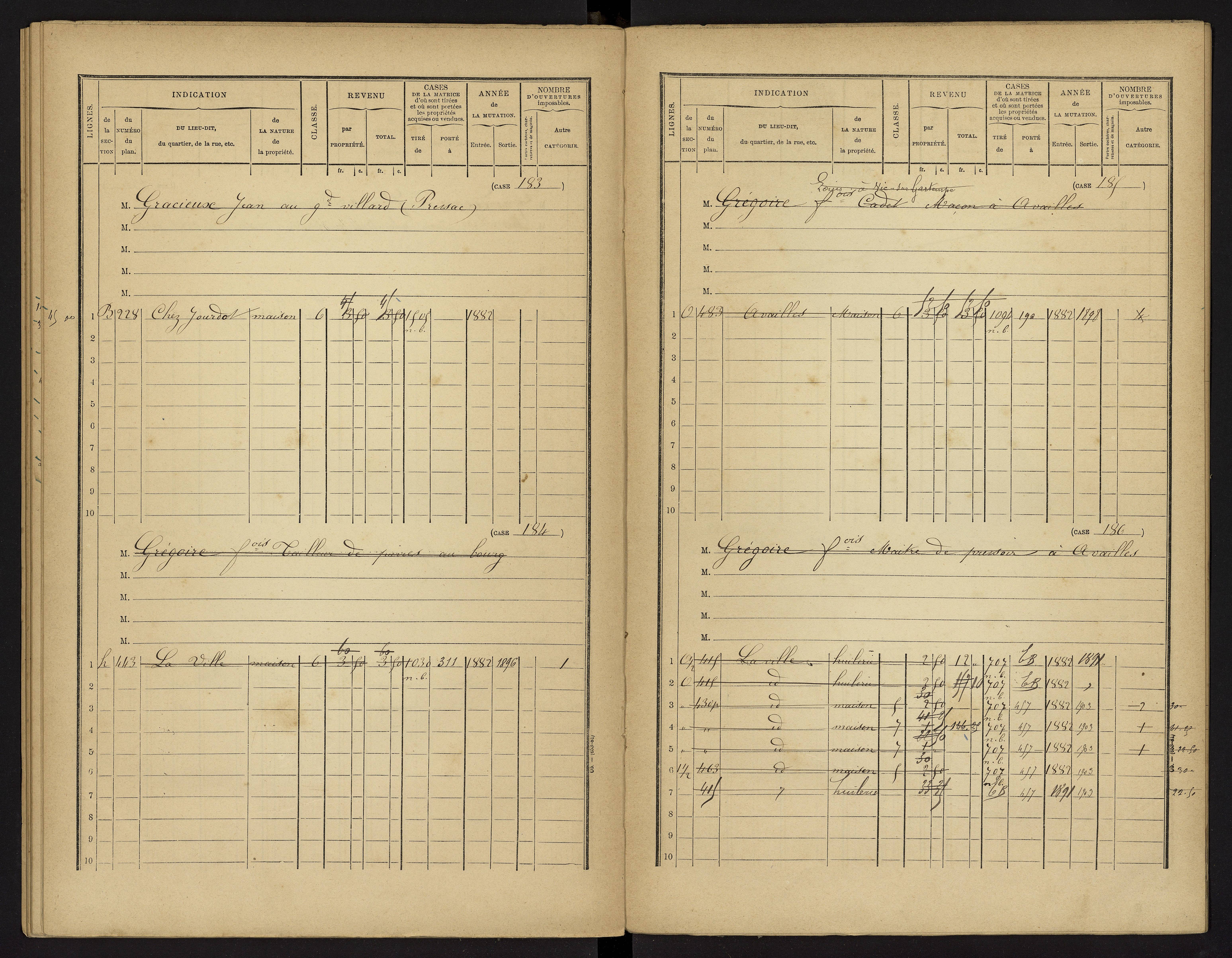 Availles-Limouzine - FRAD086_cadastre Cases 1-496 