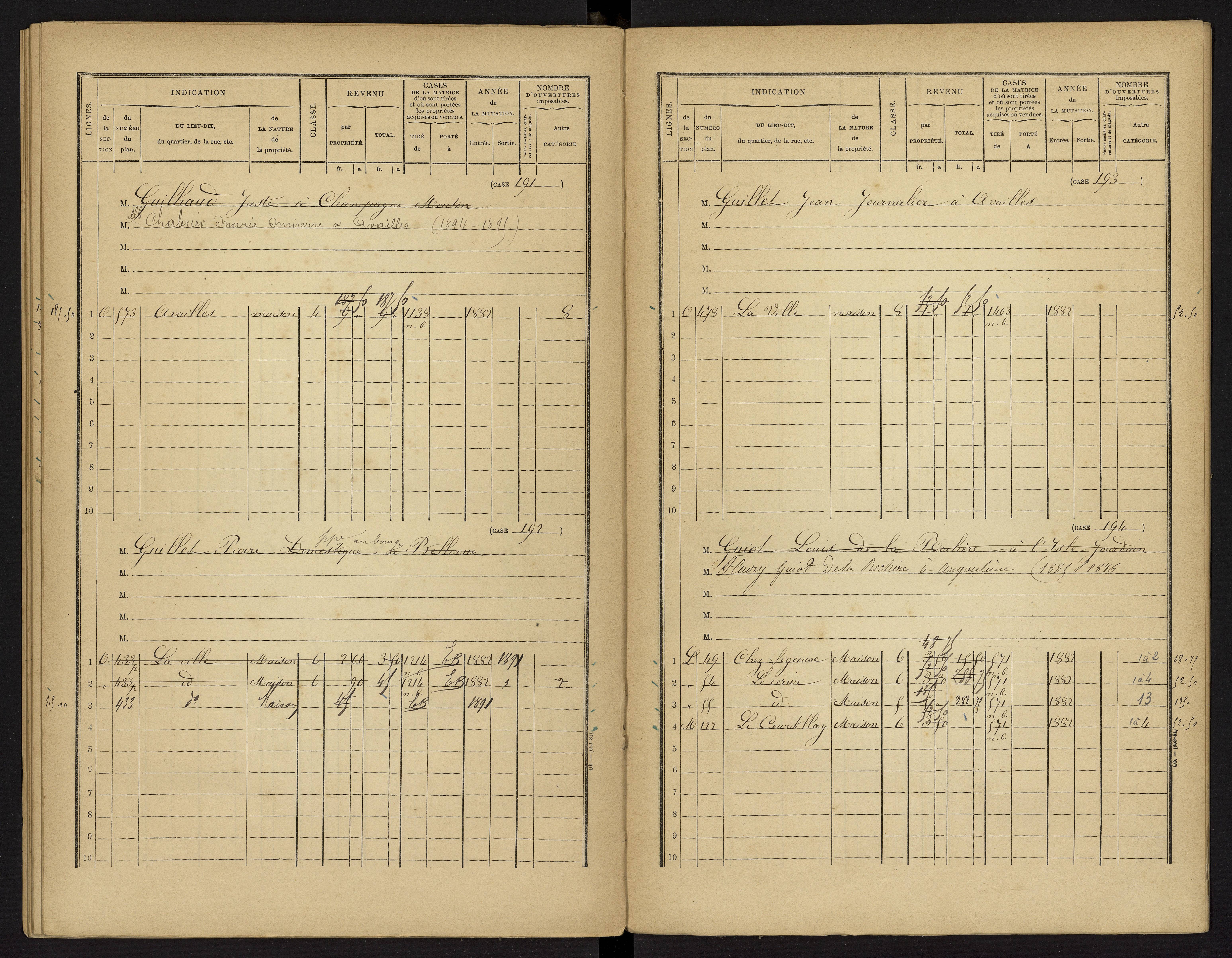 Availles-Limouzine - FRAD086_cadastre Cases 1-496 