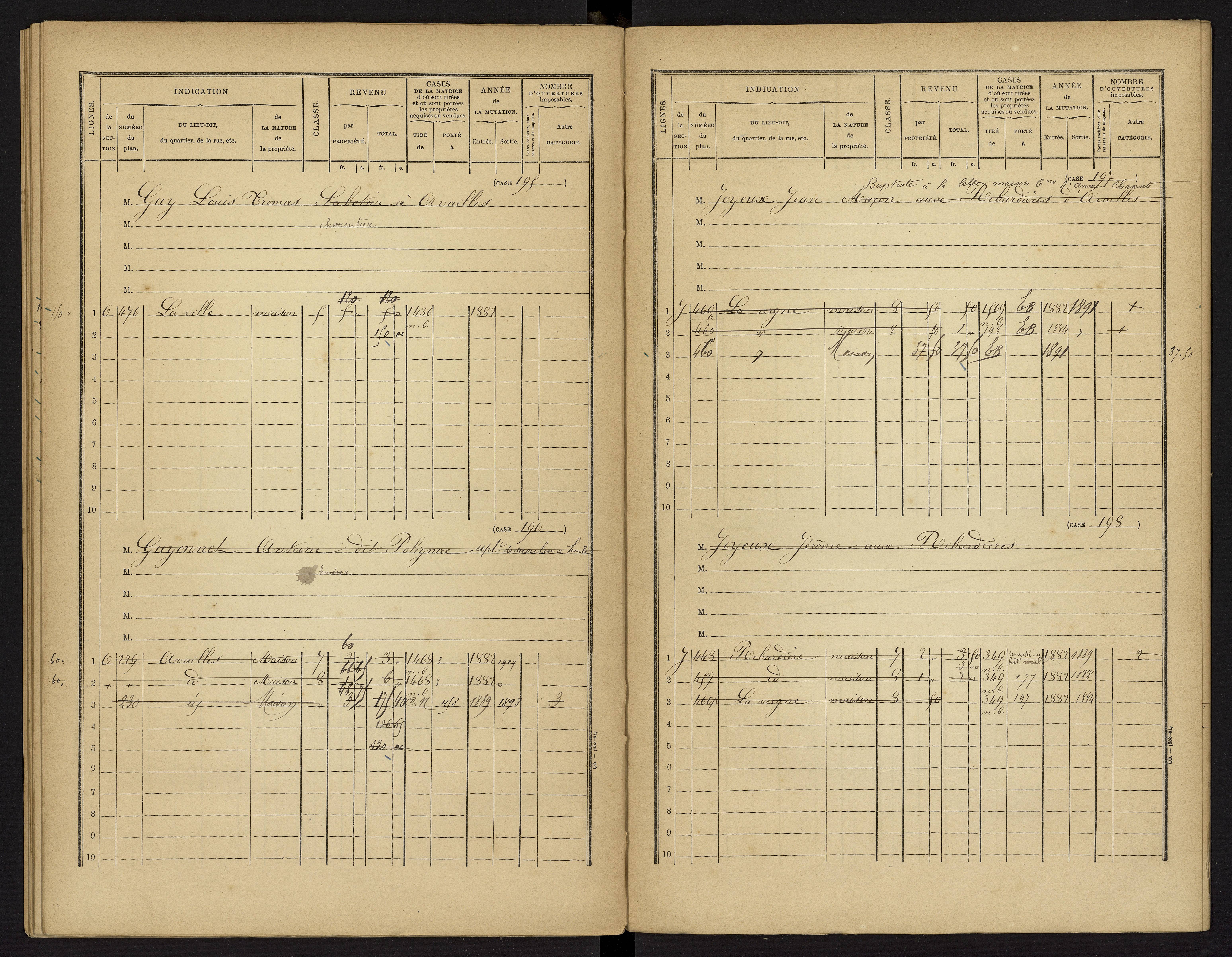 Availles-Limouzine - FRAD086_cadastre Cases 1-496 