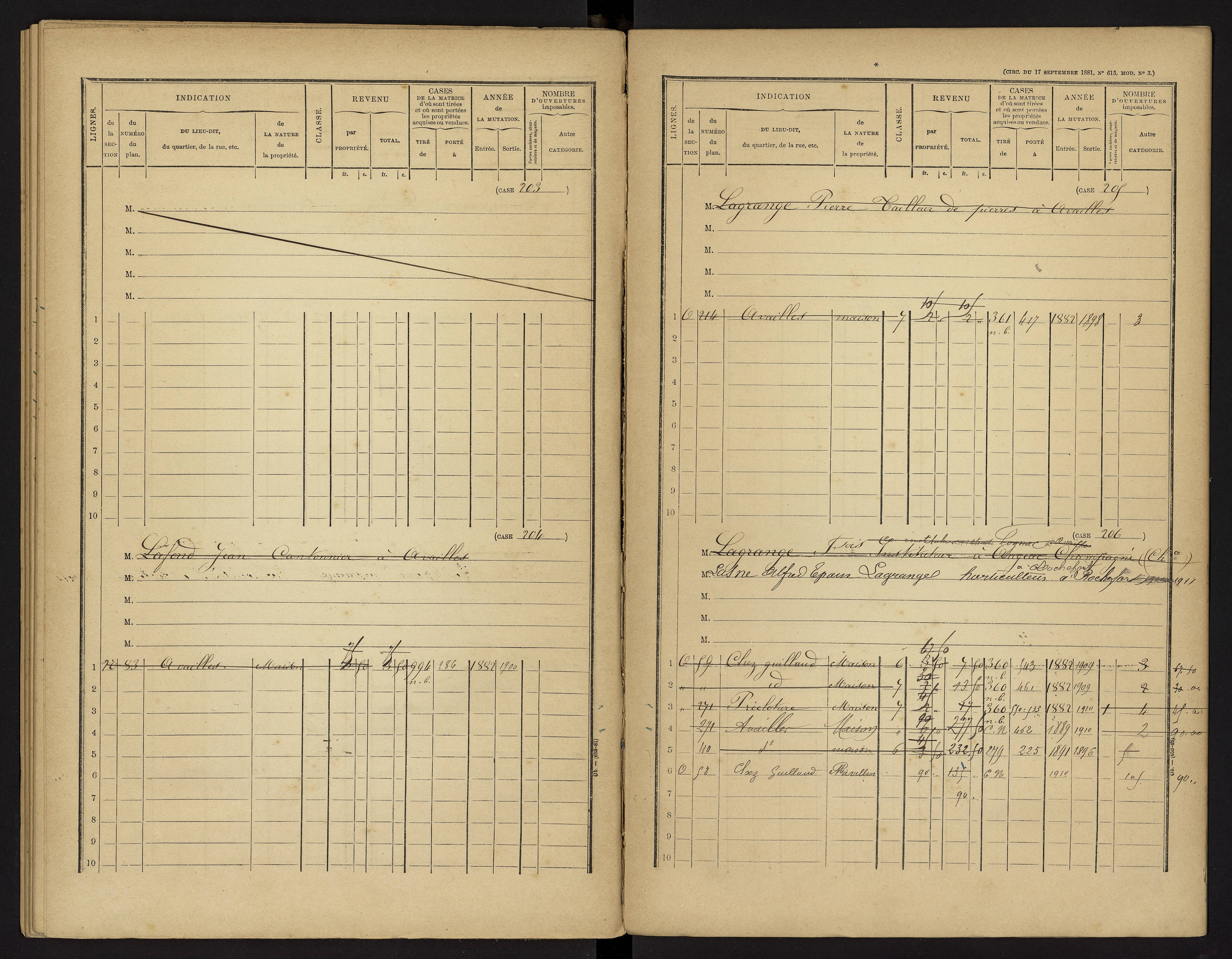 Availles-Limouzine - FRAD086_cadastre Cases 1-496 