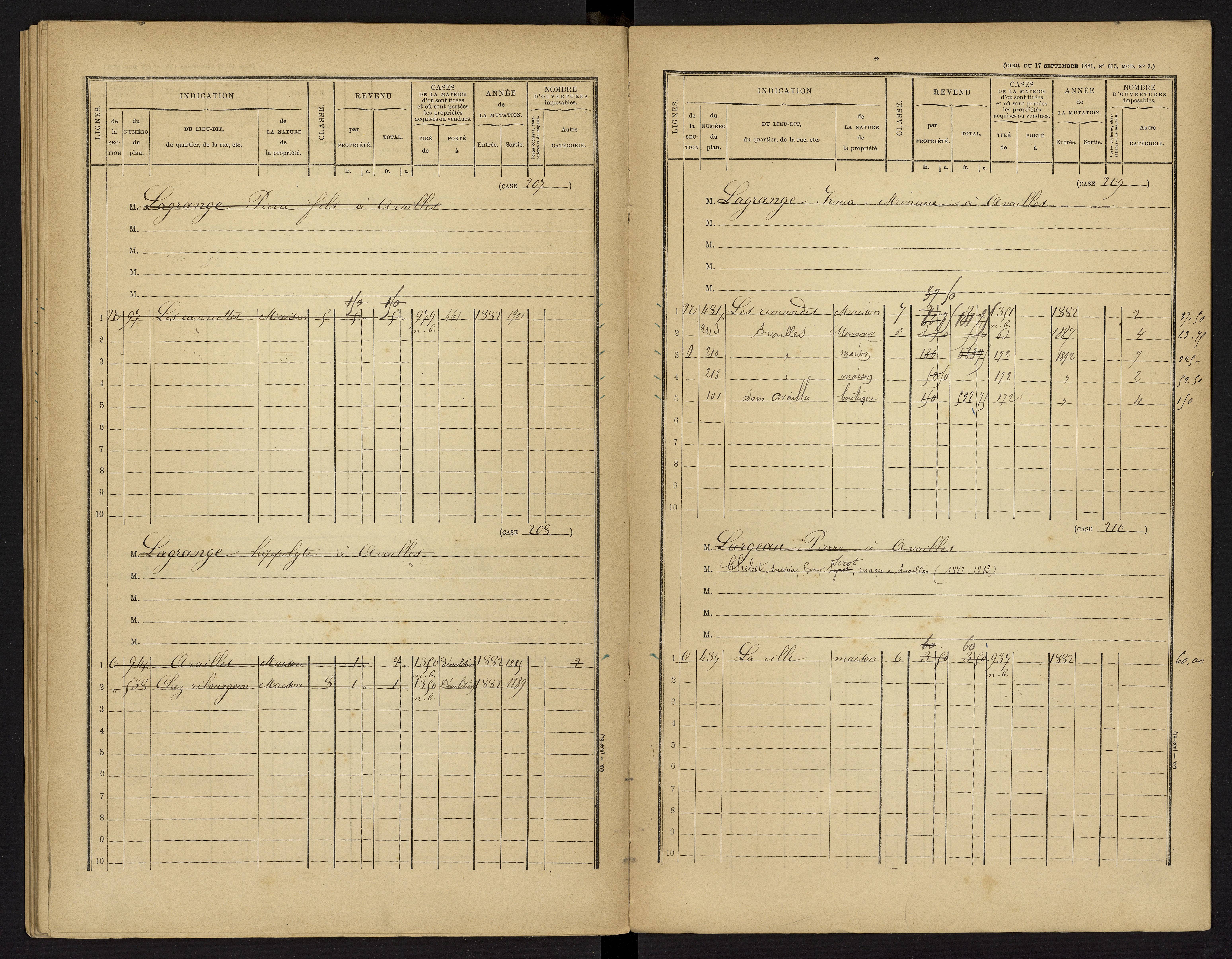Availles-Limouzine - FRAD086_cadastre Cases 1-496 