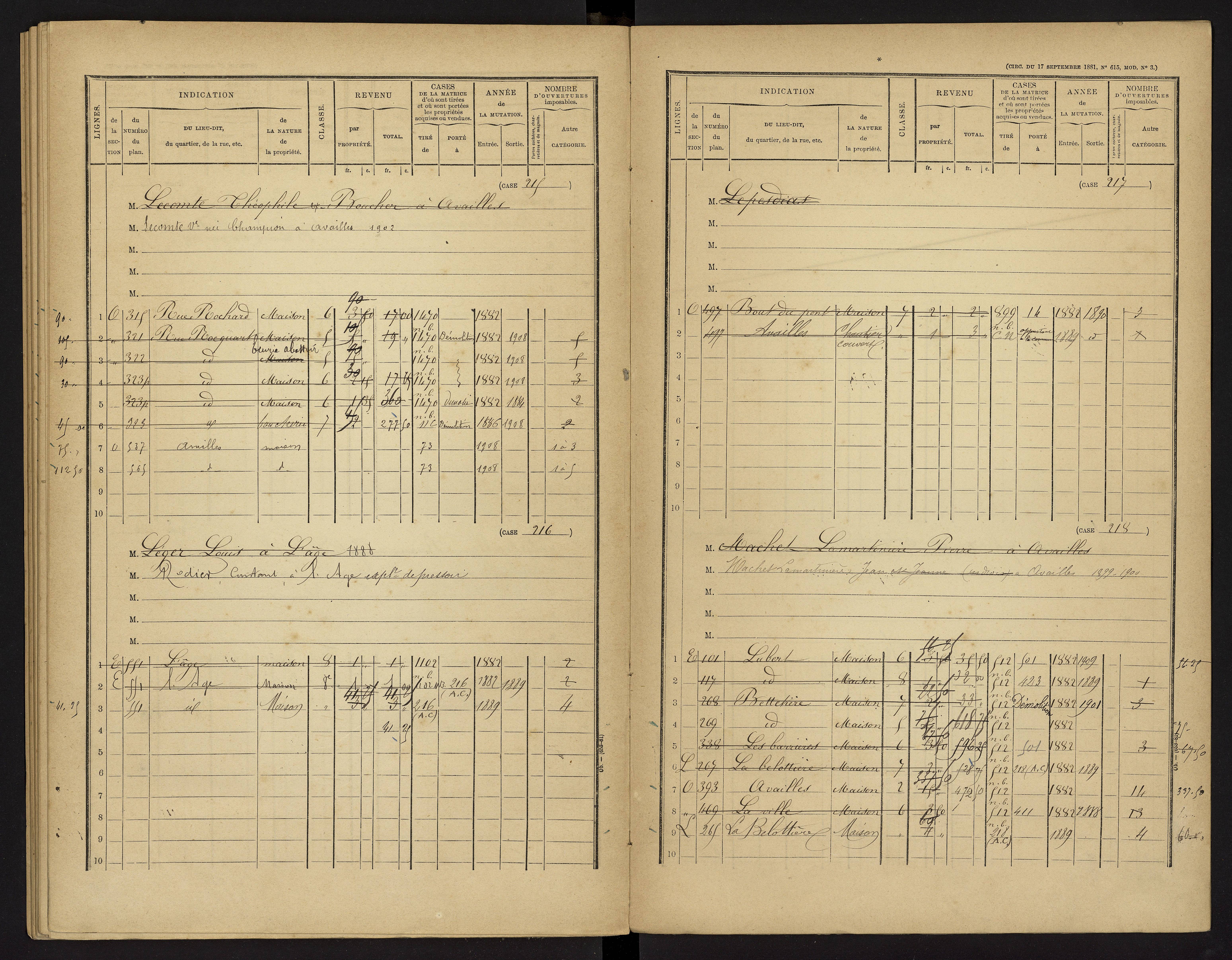 Availles-Limouzine - FRAD086_cadastre Cases 1-496 