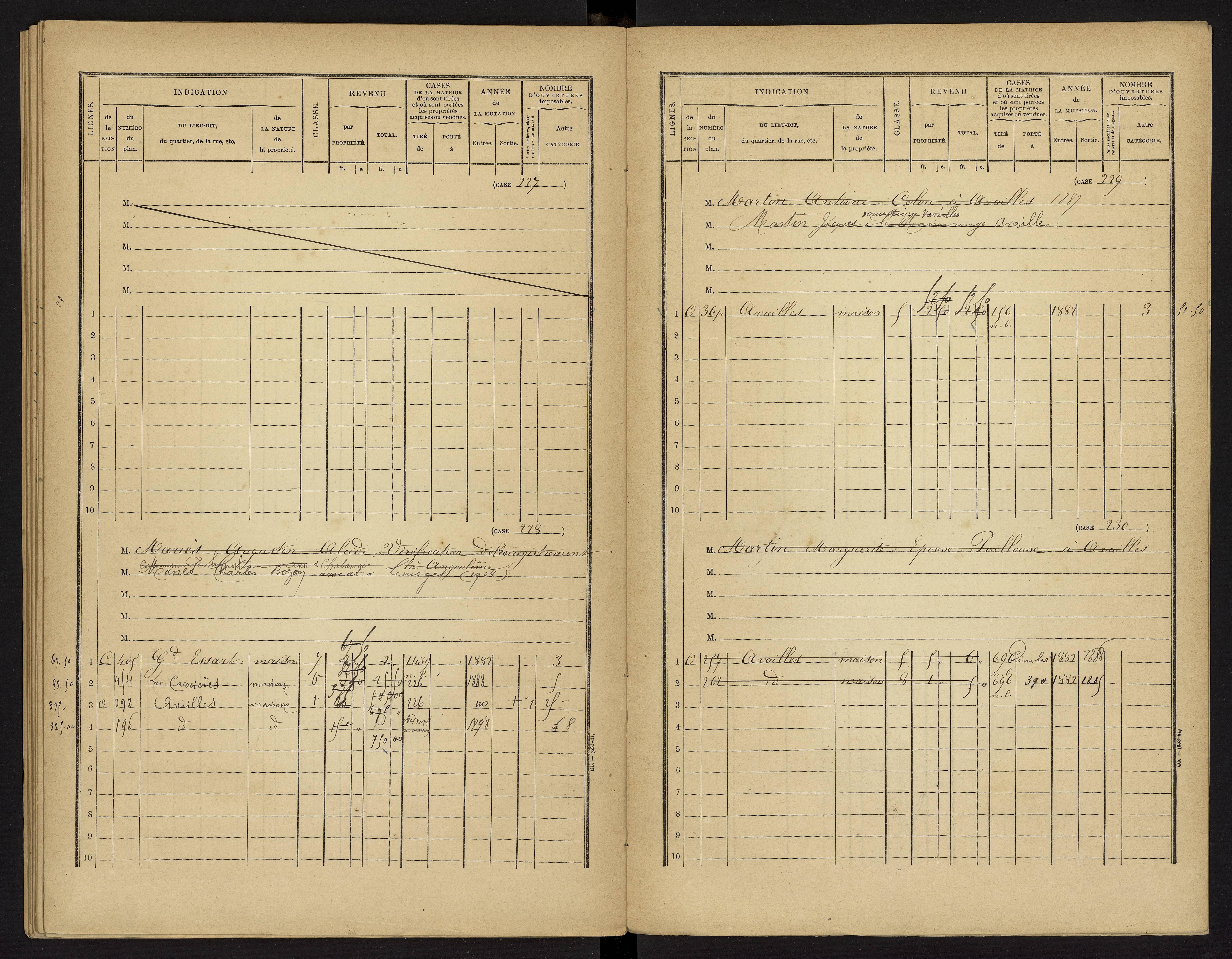 Availles-Limouzine - FRAD086_cadastre Cases 1-496 