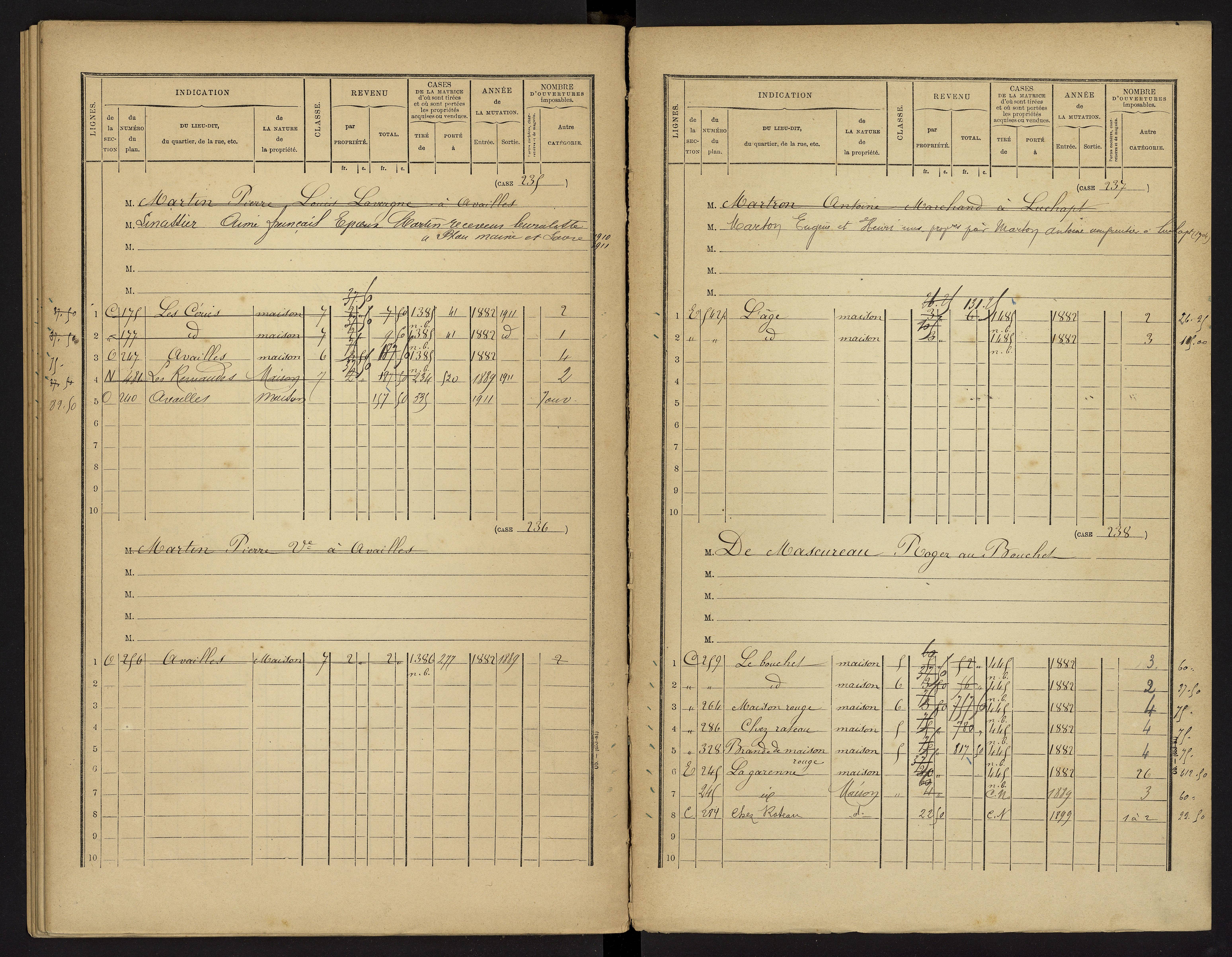 Availles-Limouzine - FRAD086_cadastre Cases 1-496 