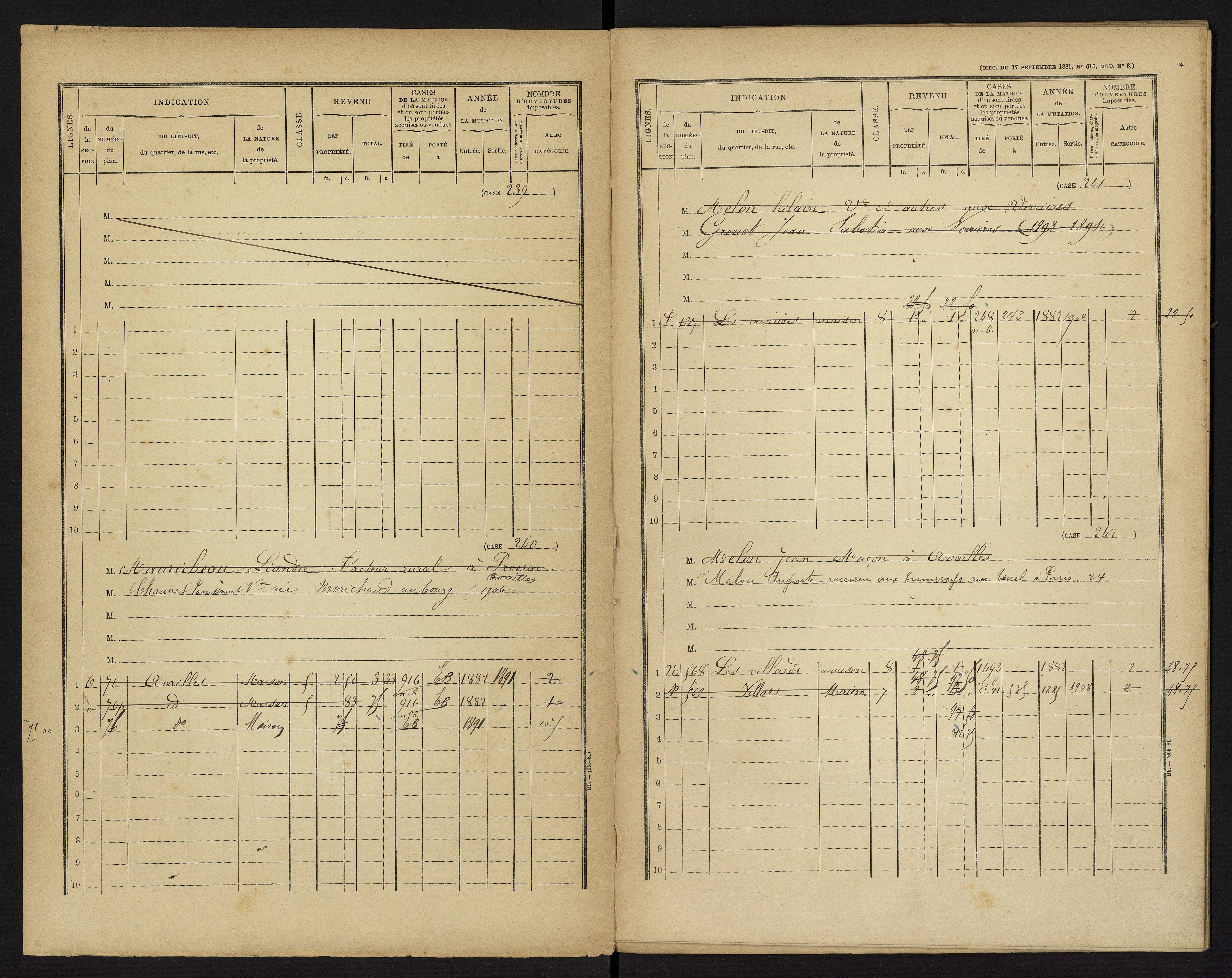 Availles-Limouzine - FRAD086_cadastre Cases 1-496 