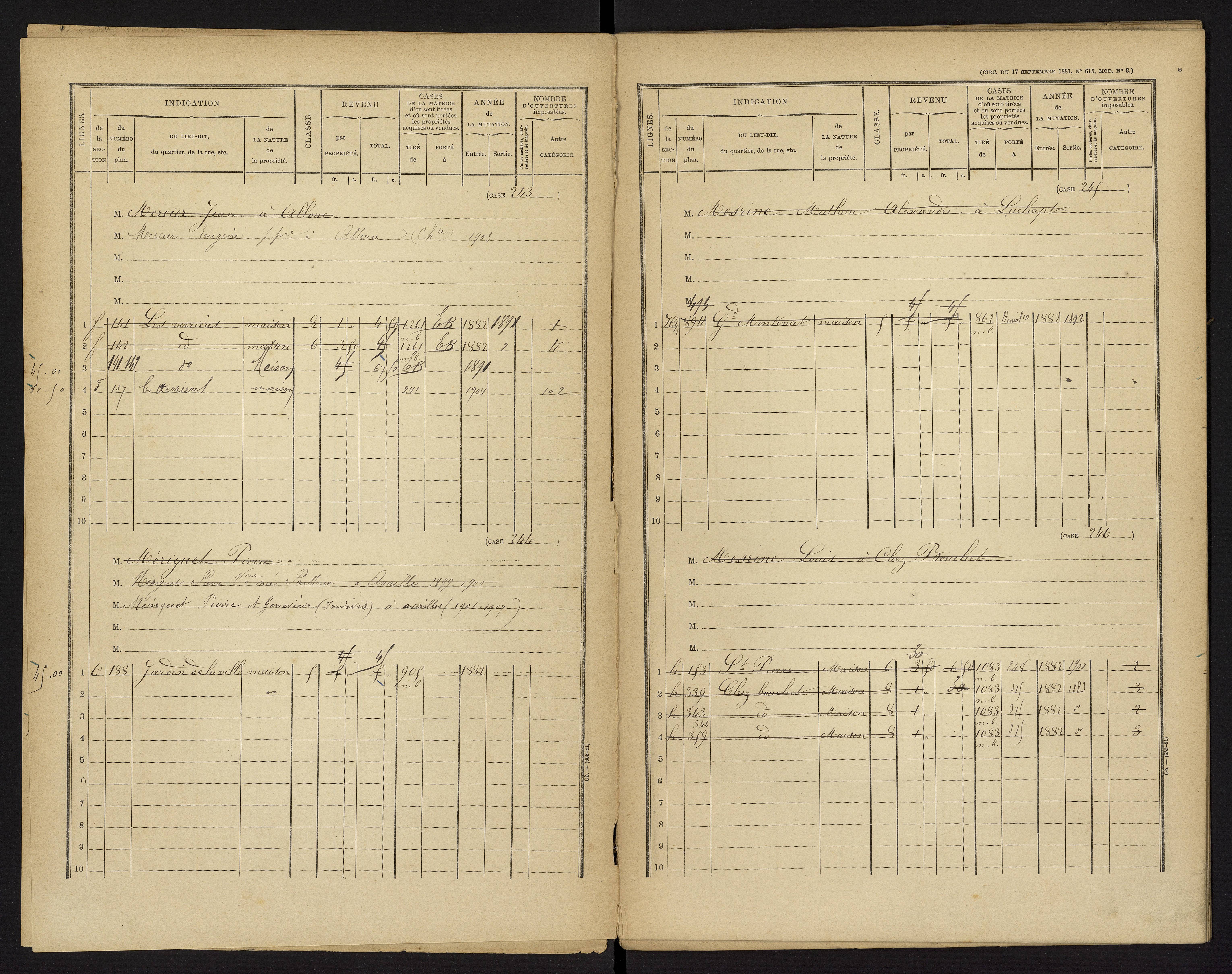 Availles-Limouzine - FRAD086_cadastre Cases 1-496 