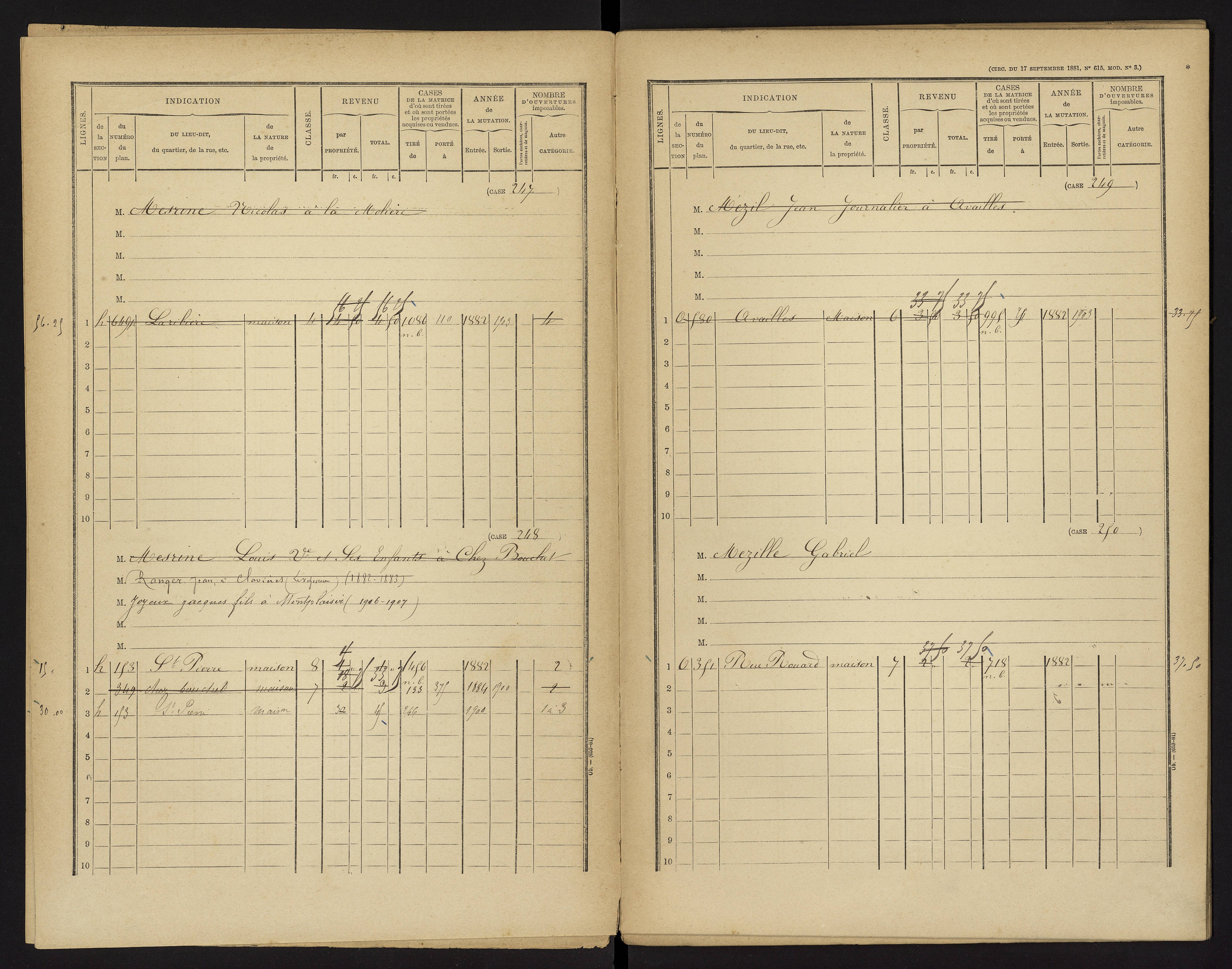 Availles-Limouzine - FRAD086_cadastre Cases 1-496 