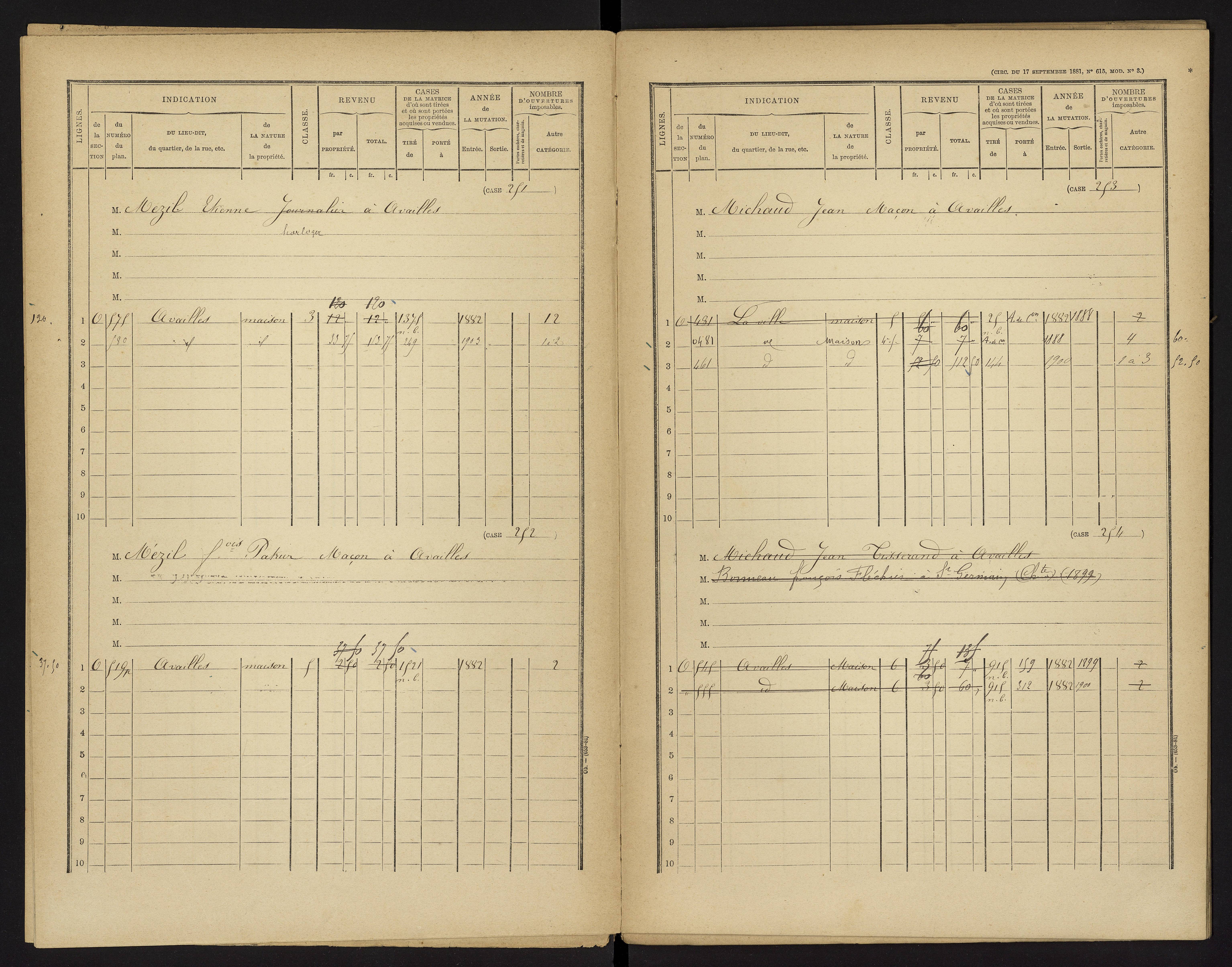 Availles-Limouzine - FRAD086_cadastre Cases 1-496 