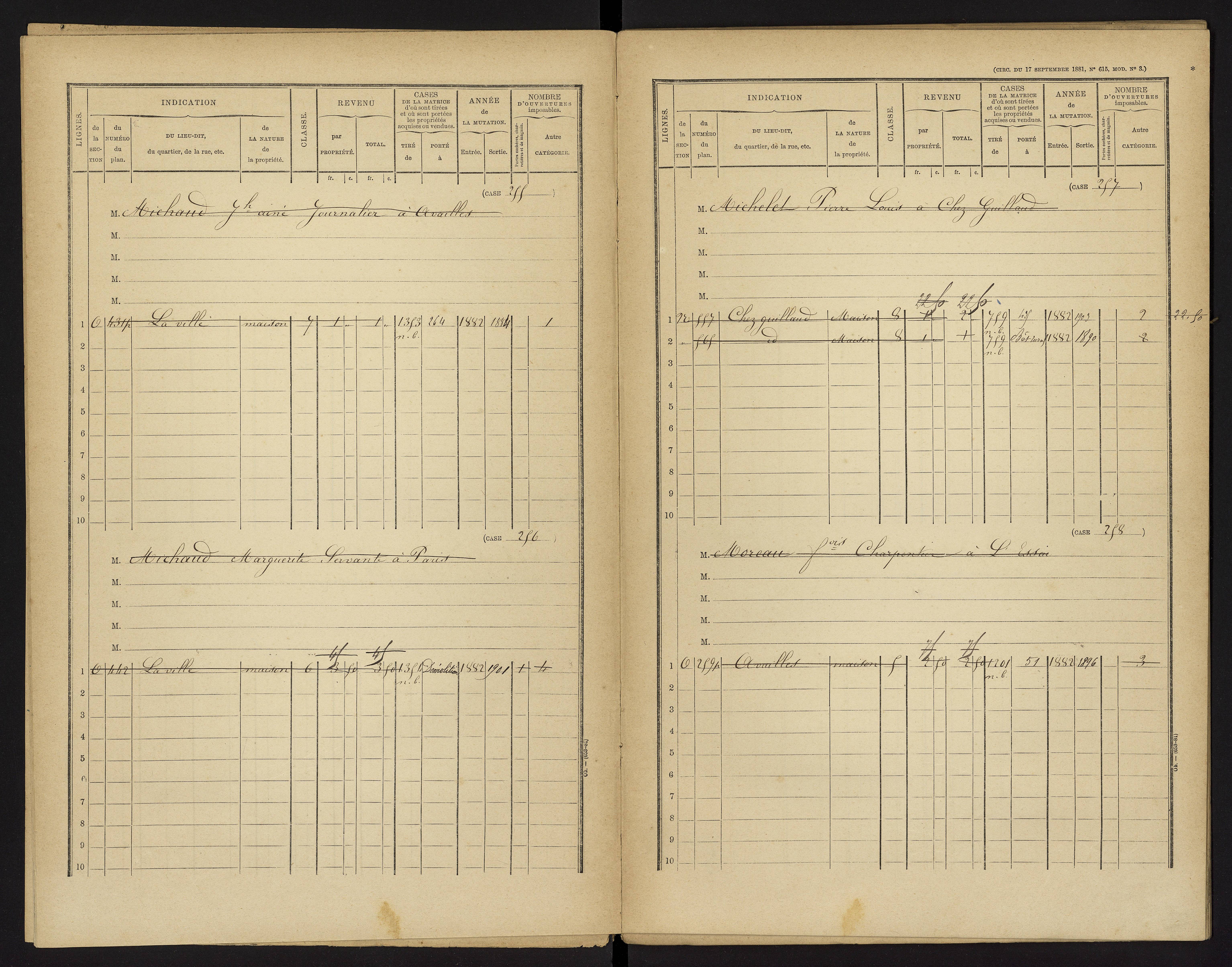 Availles-Limouzine - FRAD086_cadastre Cases 1-496 