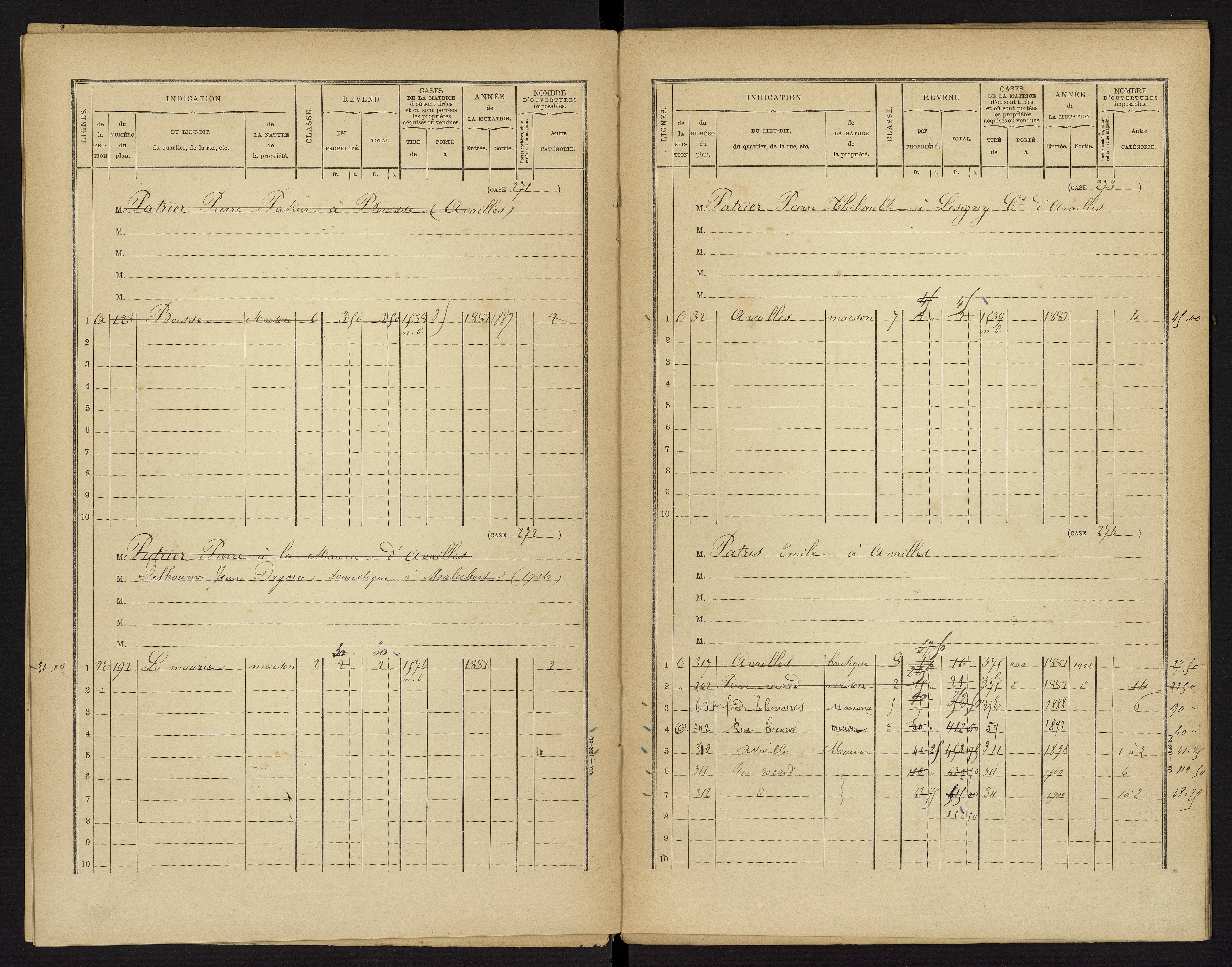 Availles-Limouzine - FRAD086_cadastre Cases 1-496 