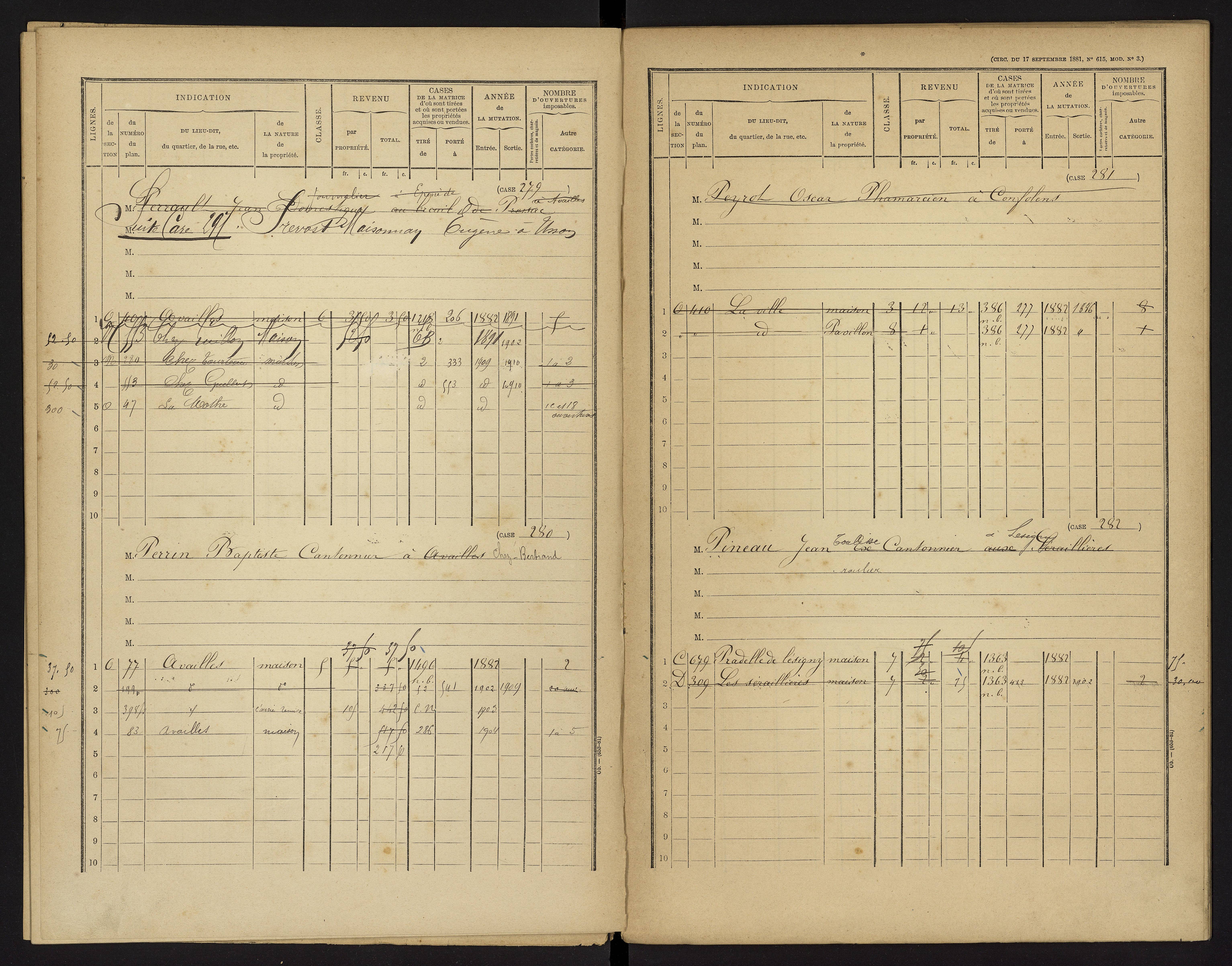 Availles-Limouzine - FRAD086_cadastre Cases 1-496 