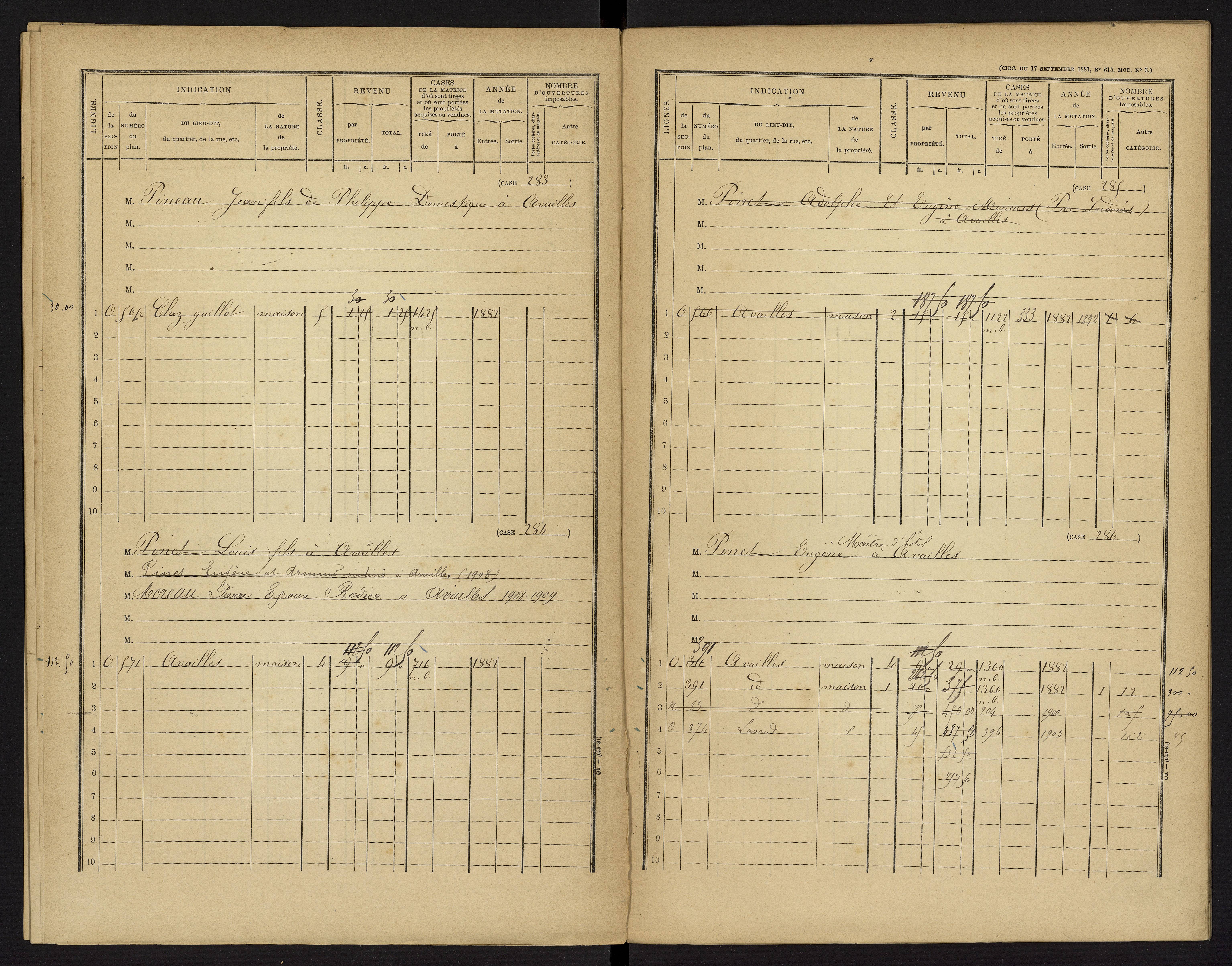 Availles-Limouzine - FRAD086_cadastre Cases 1-496 