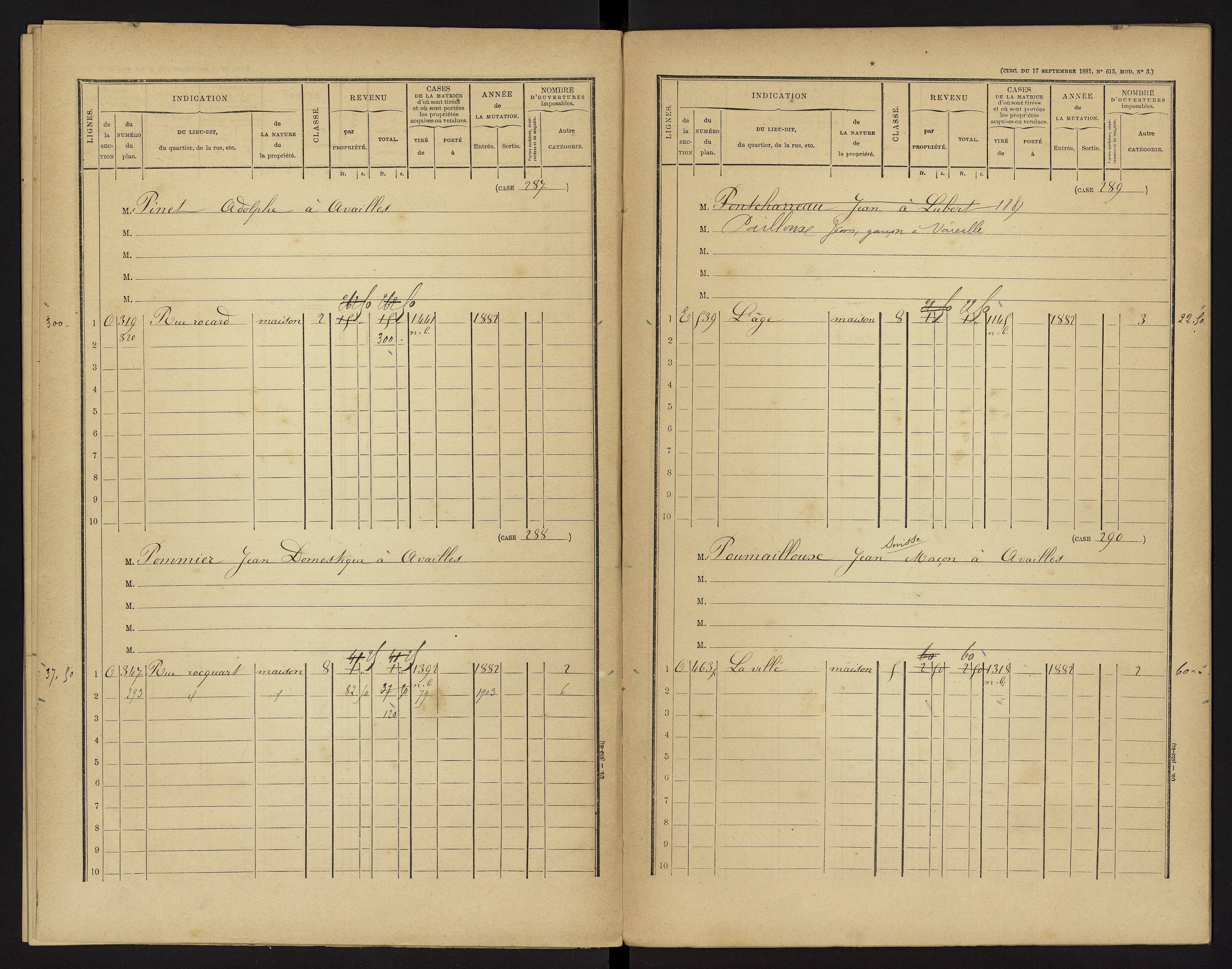 Availles-Limouzine - FRAD086_cadastre Cases 1-496 