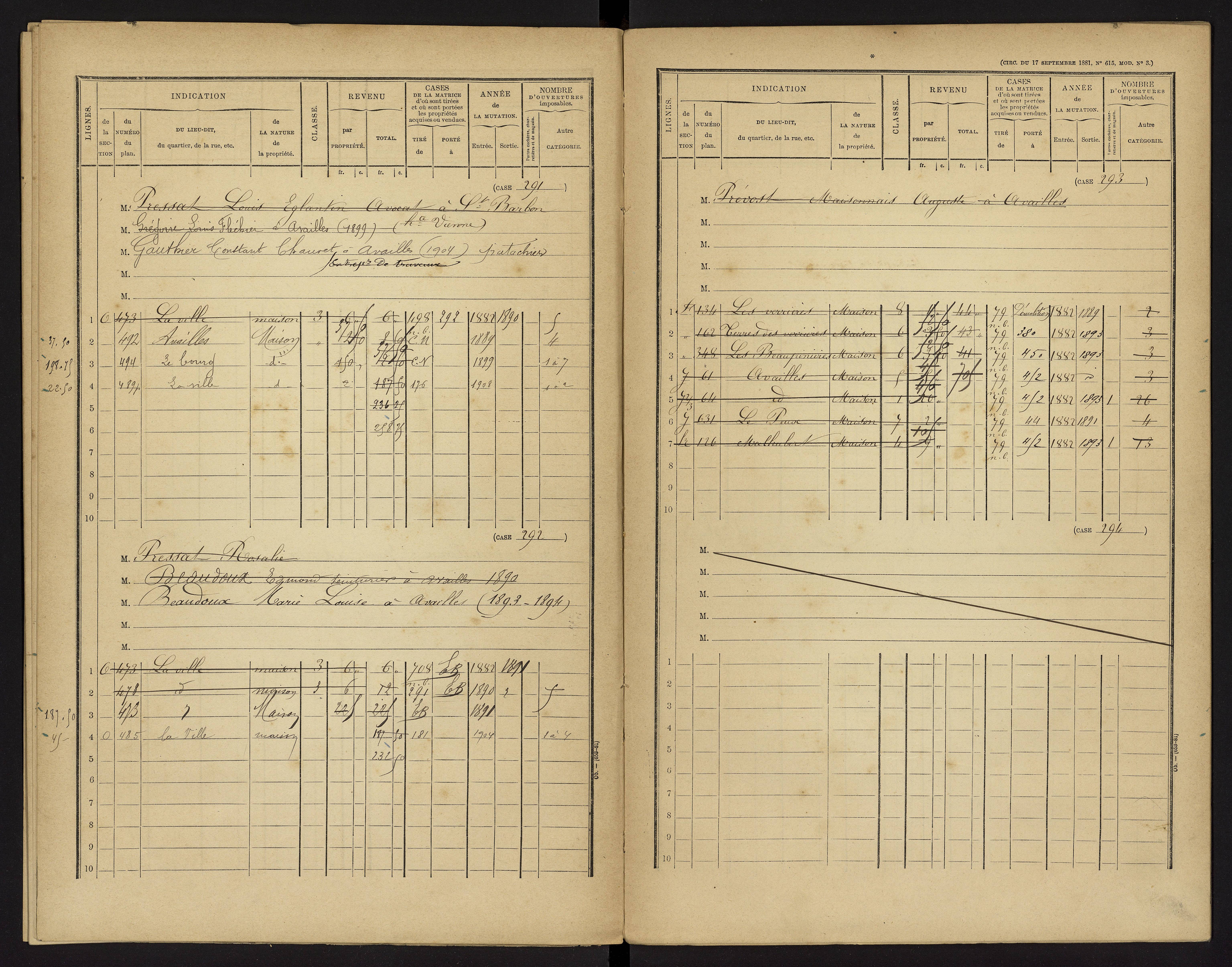 Availles-Limouzine - FRAD086_cadastre Cases 1-496 