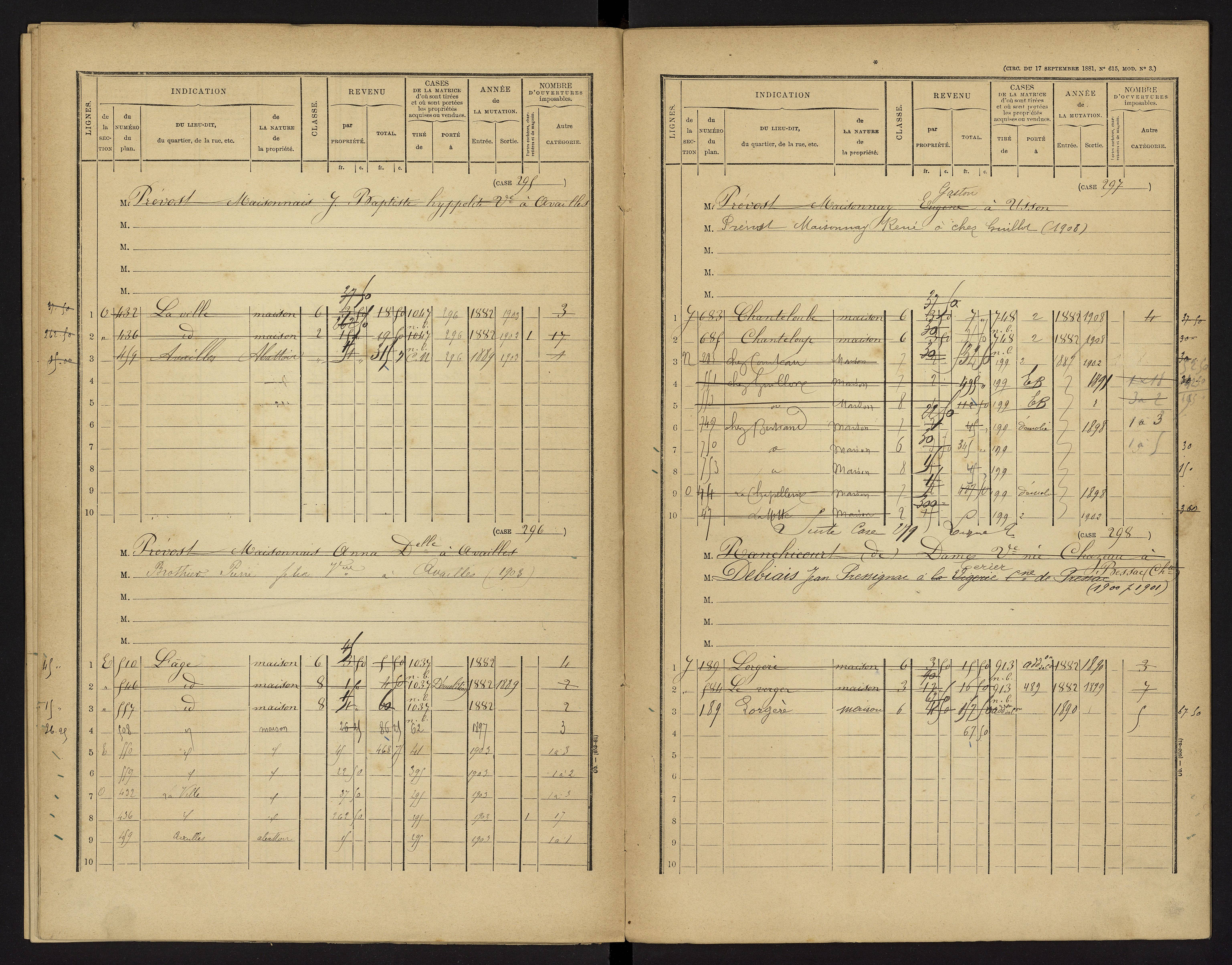 Availles-Limouzine - FRAD086_cadastre Cases 1-496 