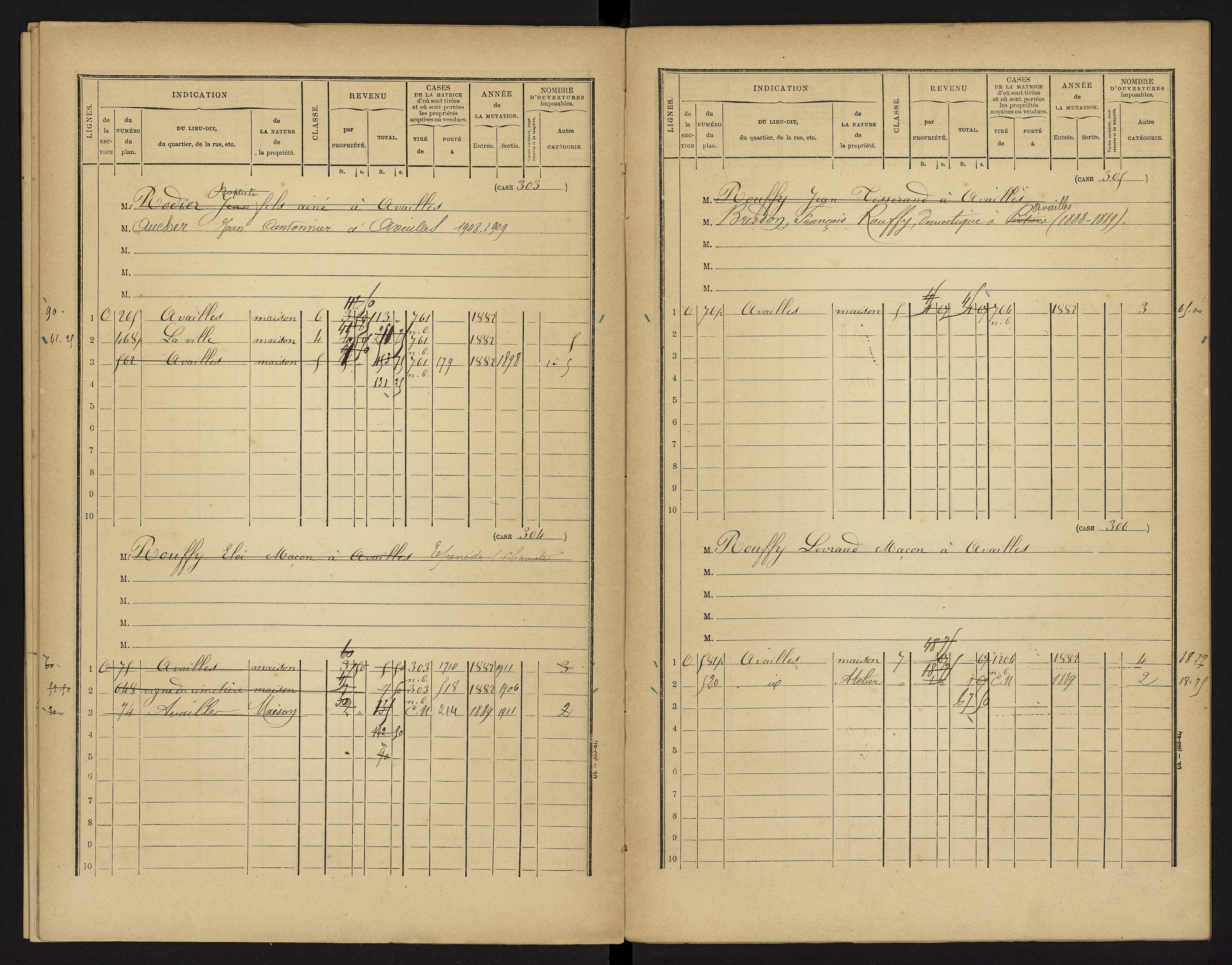 Availles-Limouzine - FRAD086_cadastre Cases 1-496 