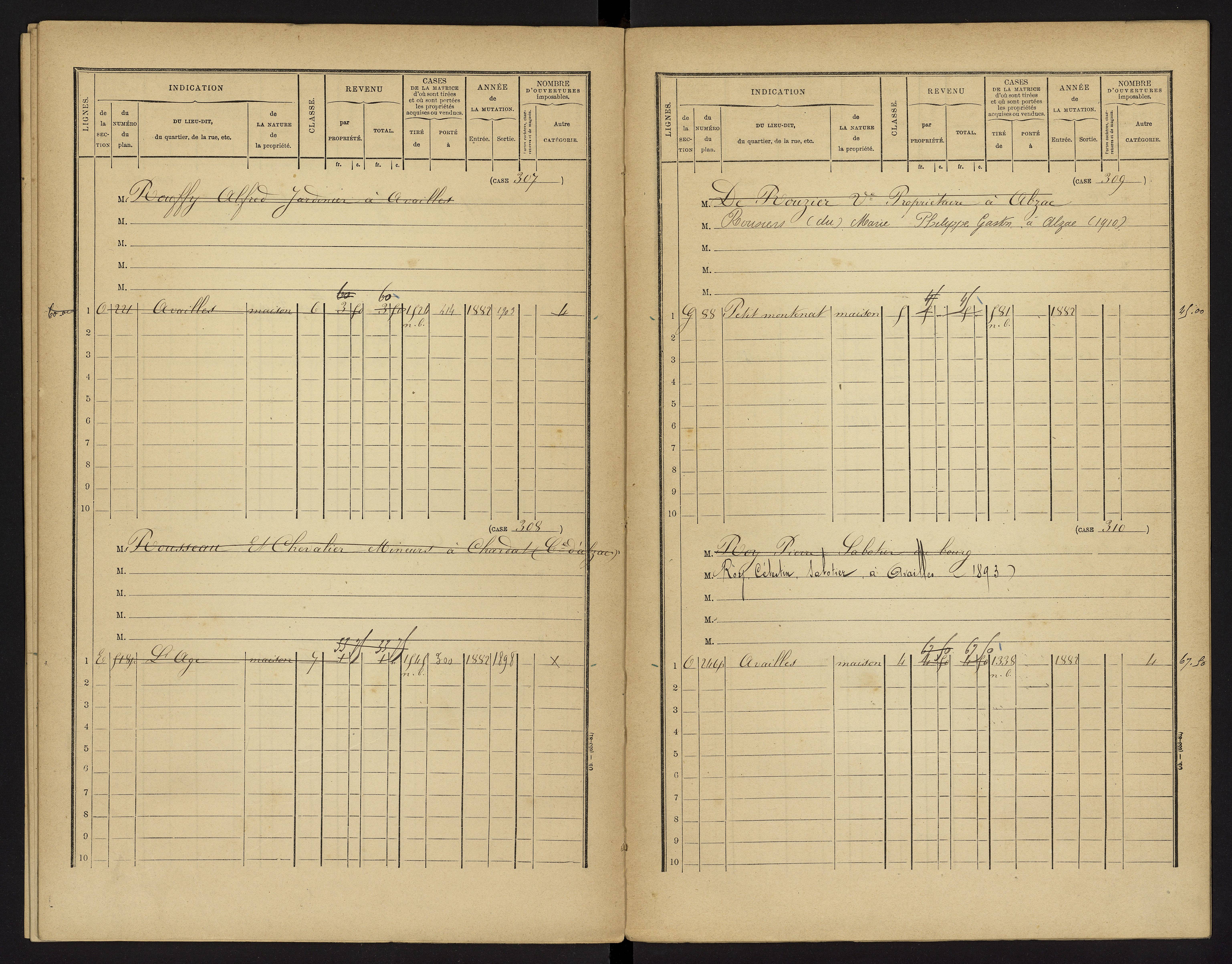 Availles-Limouzine - FRAD086_cadastre Cases 1-496 