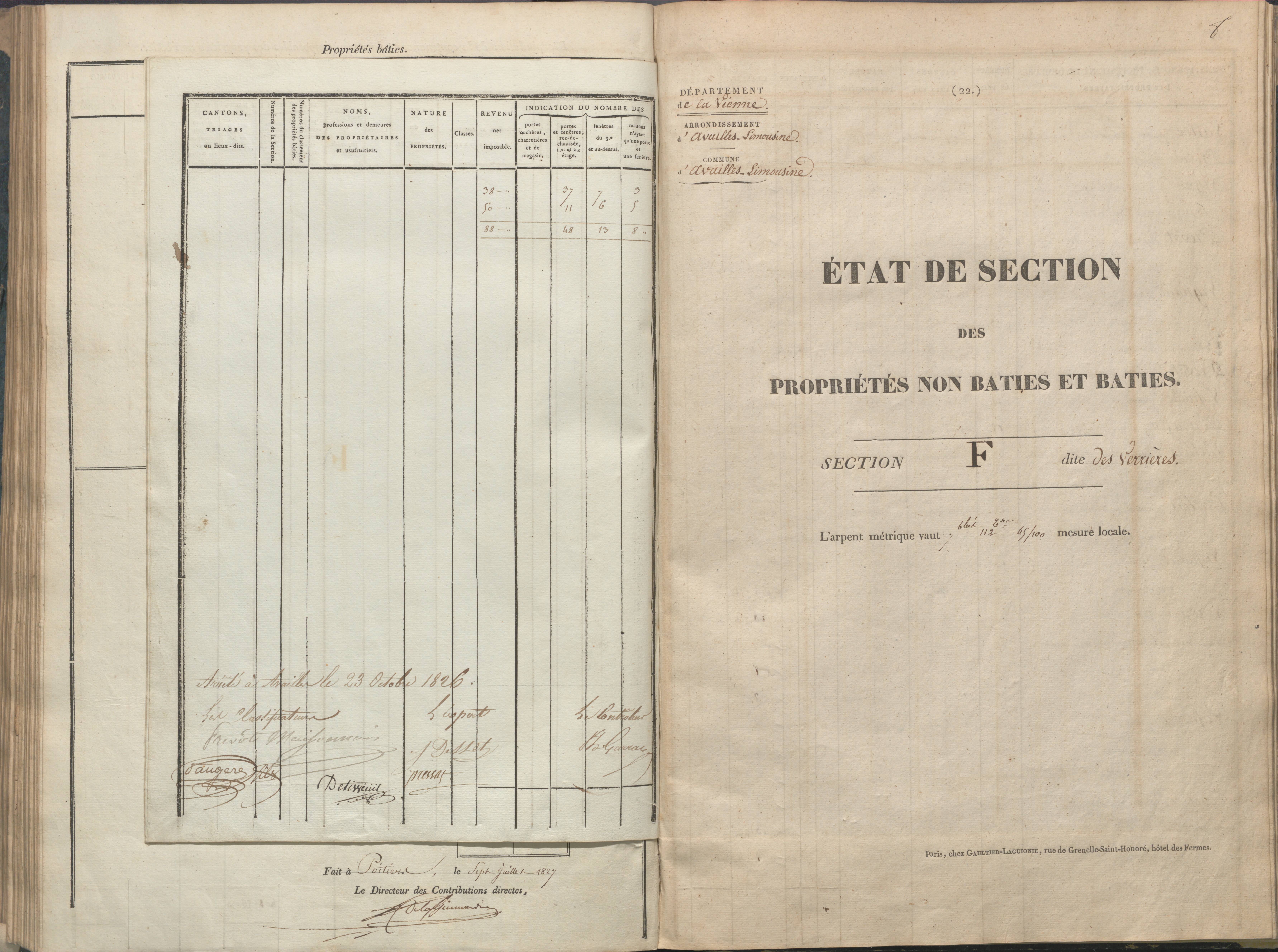 Availles-Limouzine - FRAD086_cadastre Sections A-G 