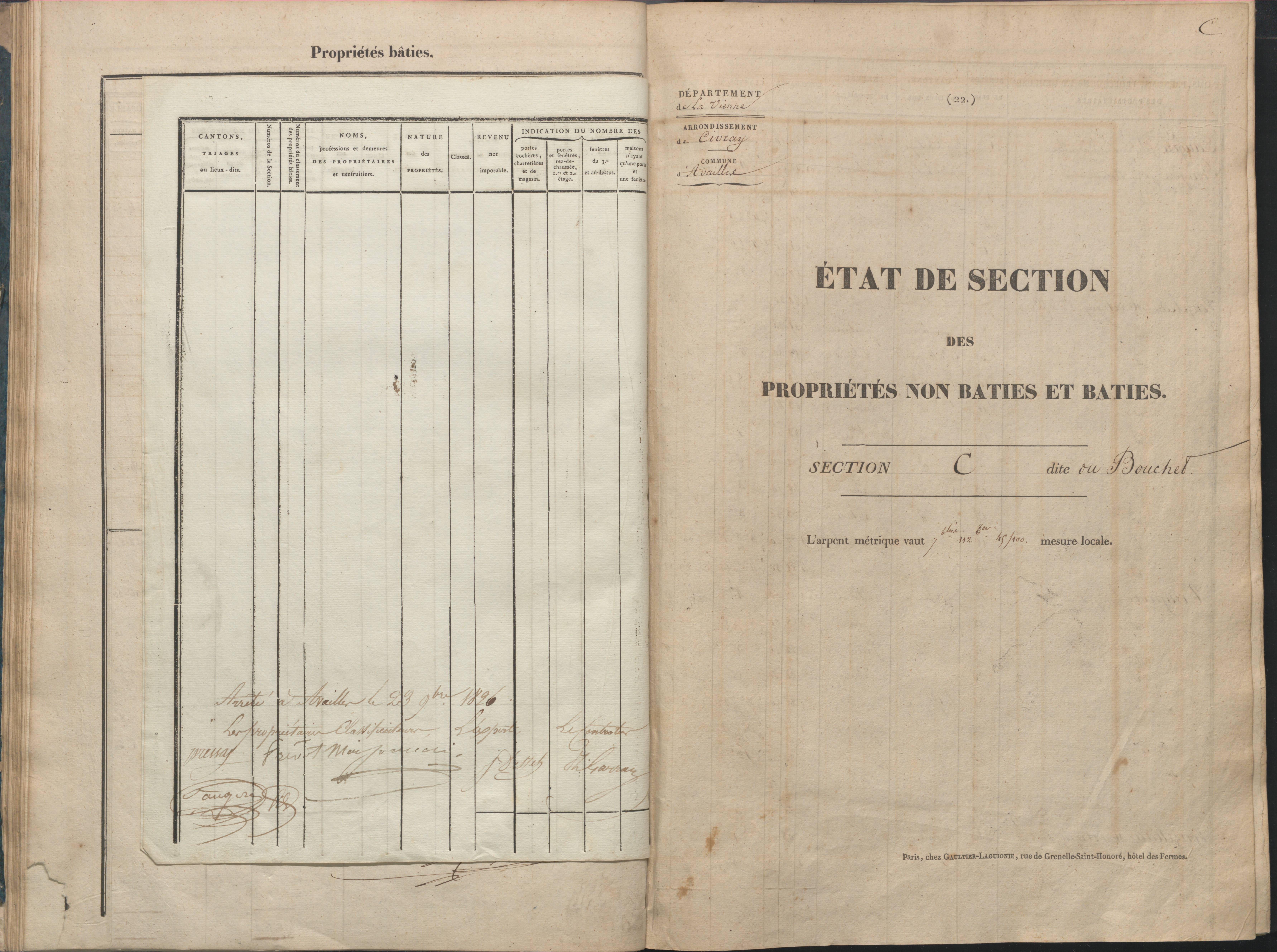 Availles-Limouzine - FRAD086_cadastre Sections A-G 