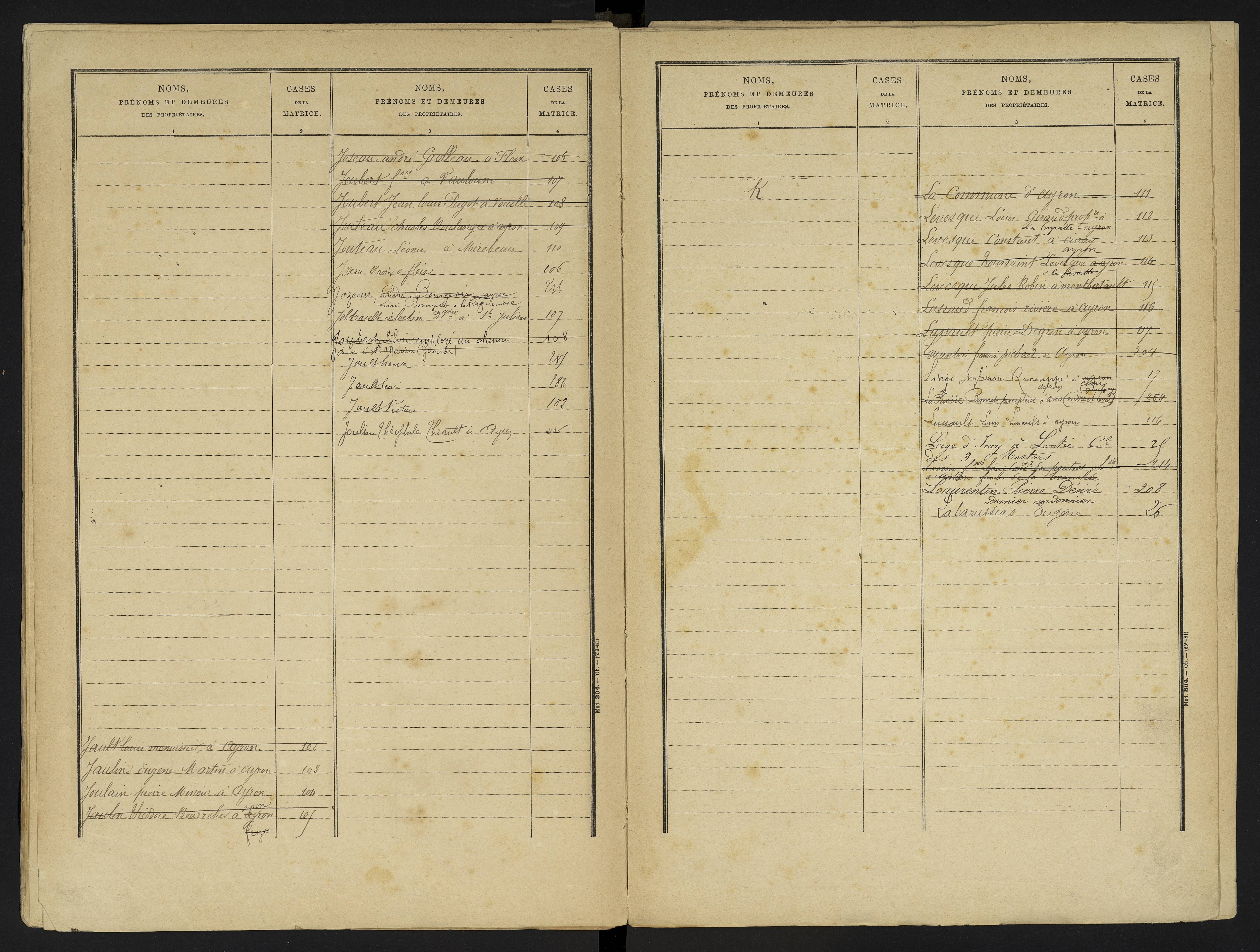 Ayron - FRAD086_cadastre Cases 1-288 