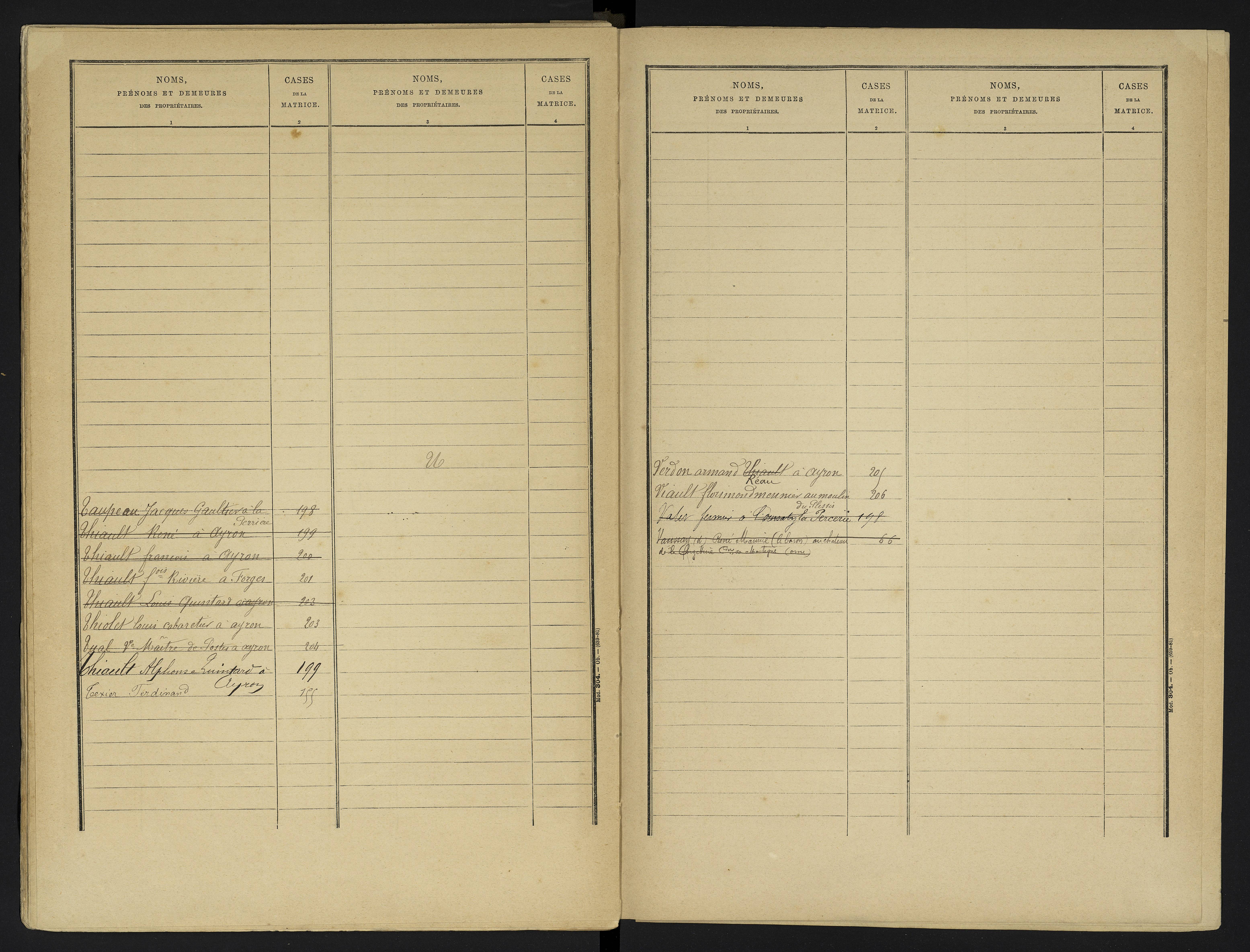 Ayron - FRAD086_cadastre Cases 1-288 