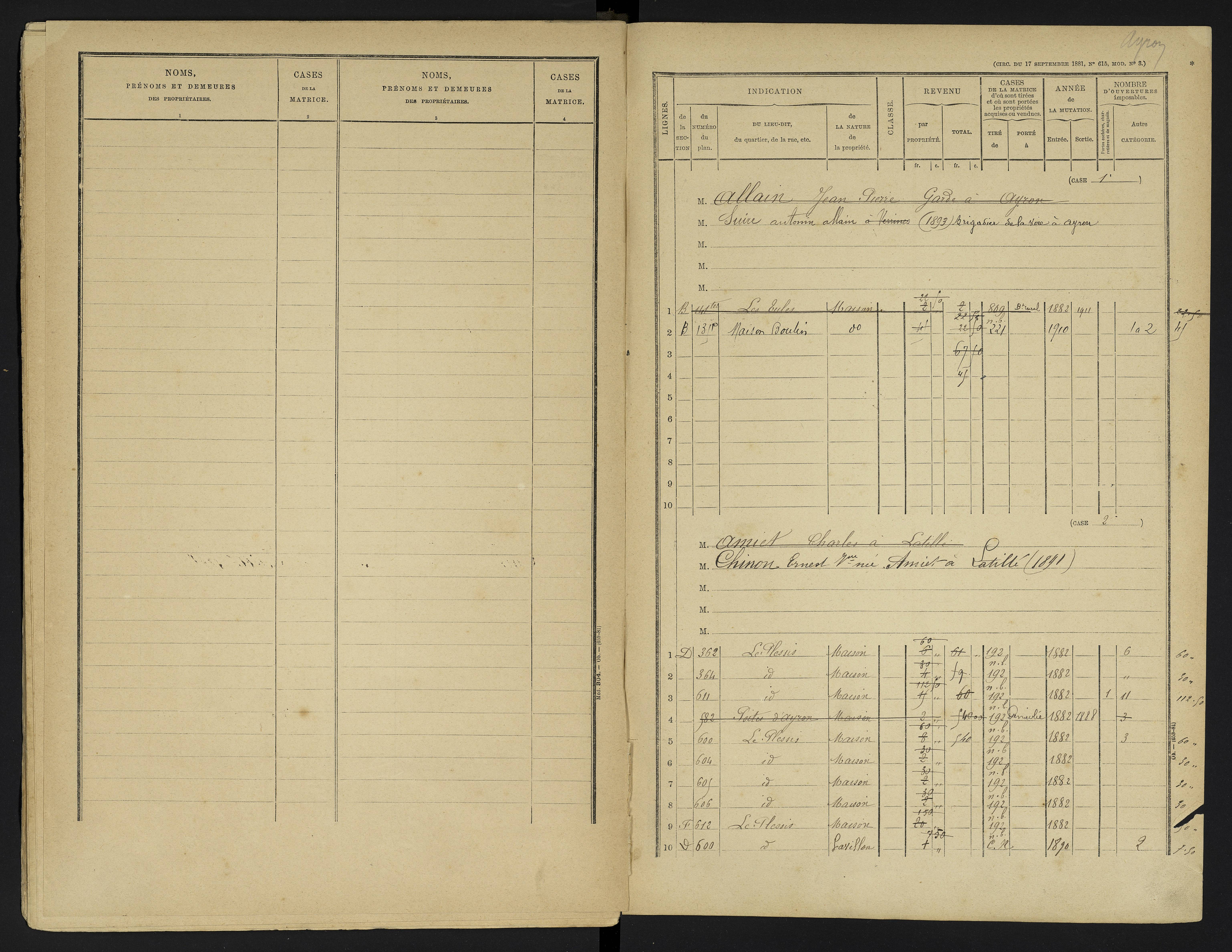 Ayron - FRAD086_cadastre Cases 1-288 