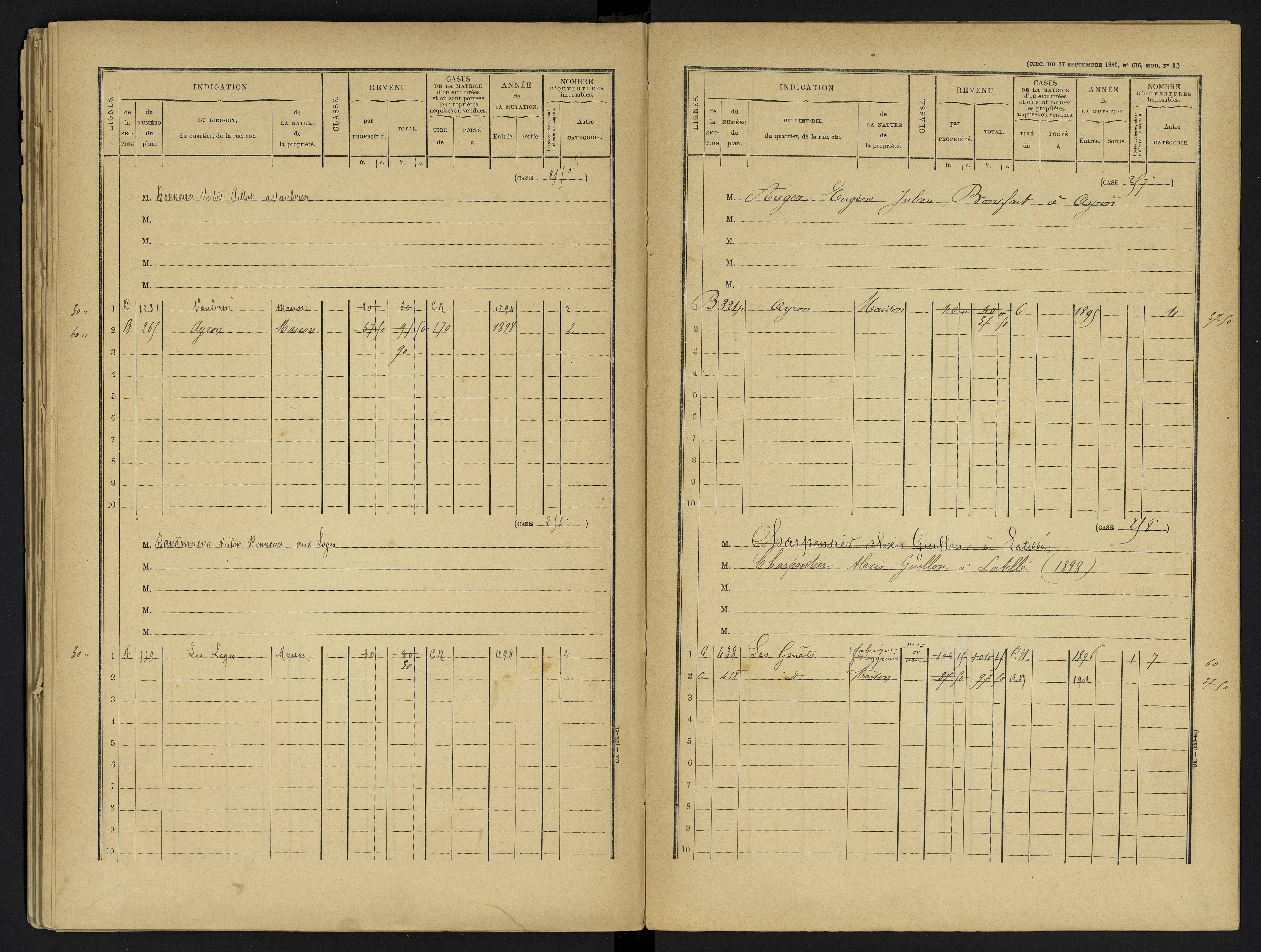 Ayron - FRAD086_cadastre Cases 1-288 