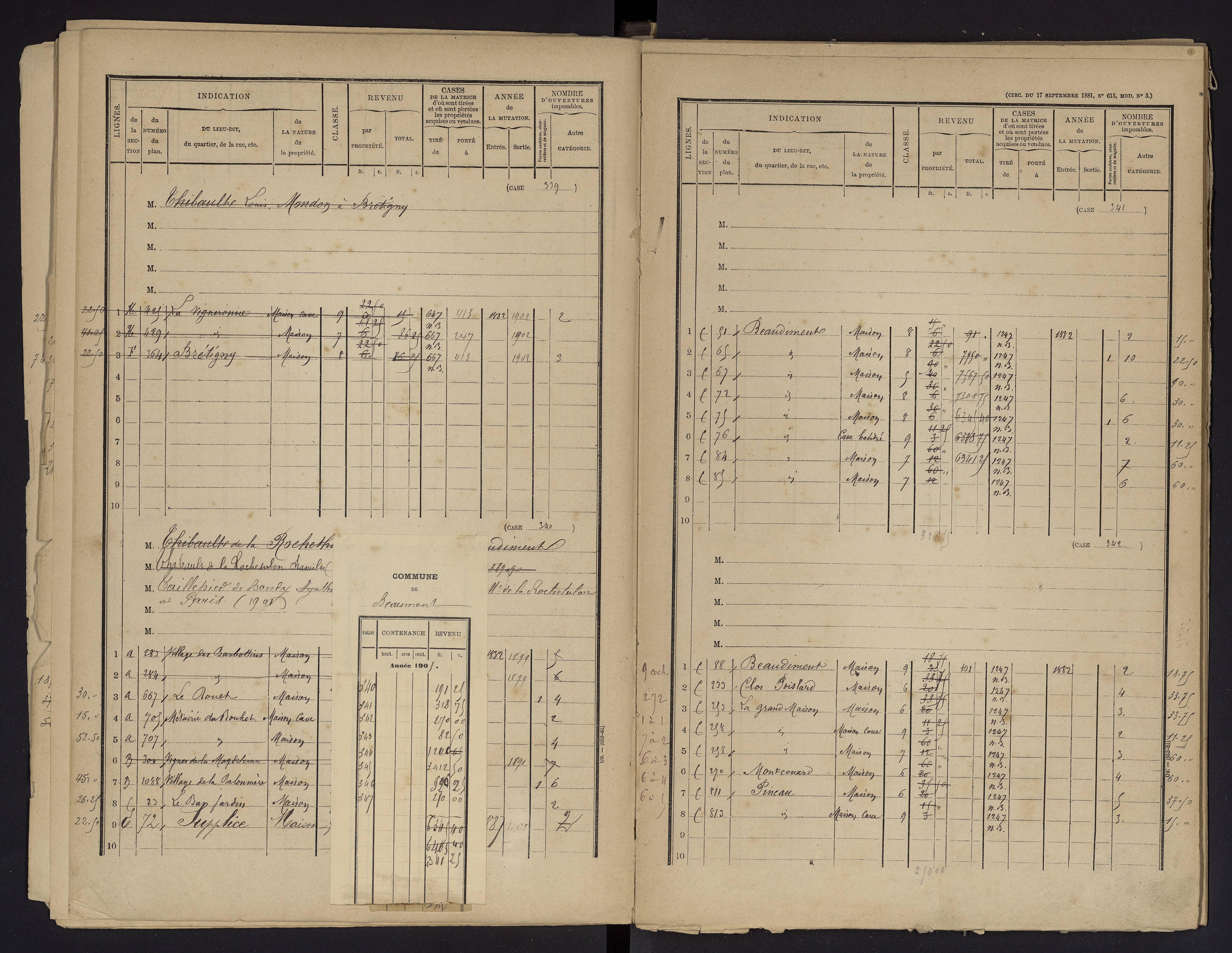 Beaumont - FRAD086_cadastre Cases 1-488 