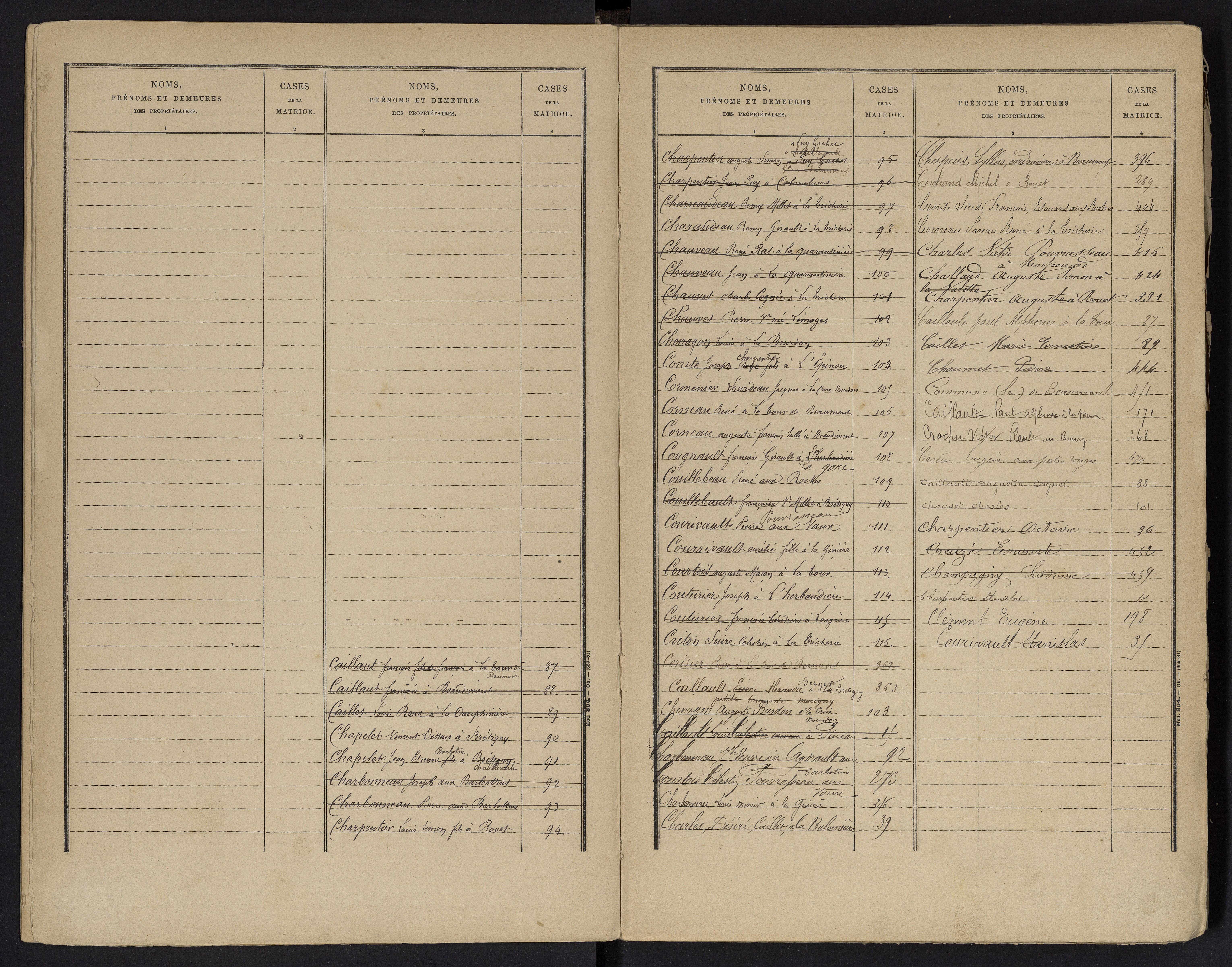 Beaumont - FRAD086_cadastre Cases 1-488 