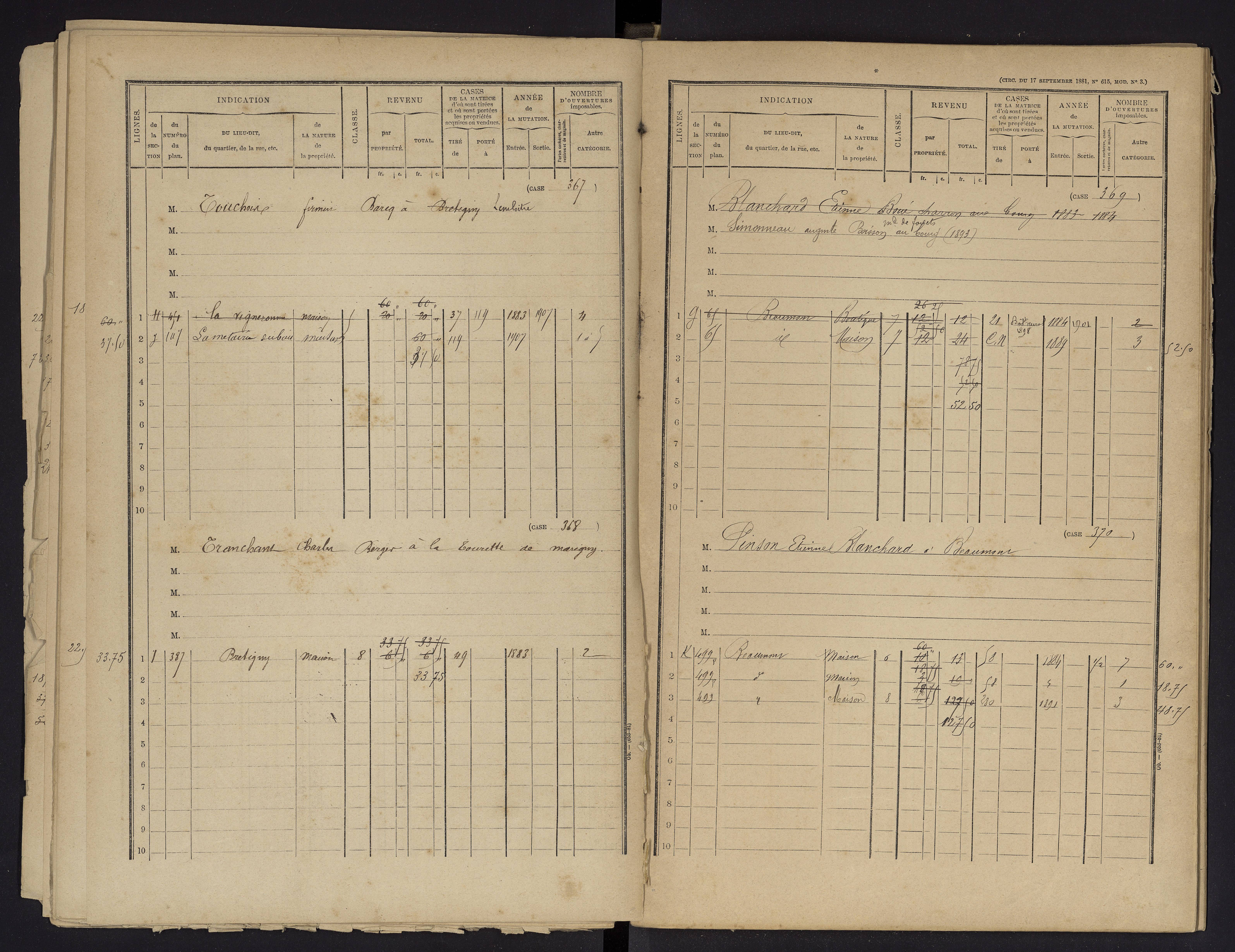 Beaumont - FRAD086_cadastre Cases 1-488 
