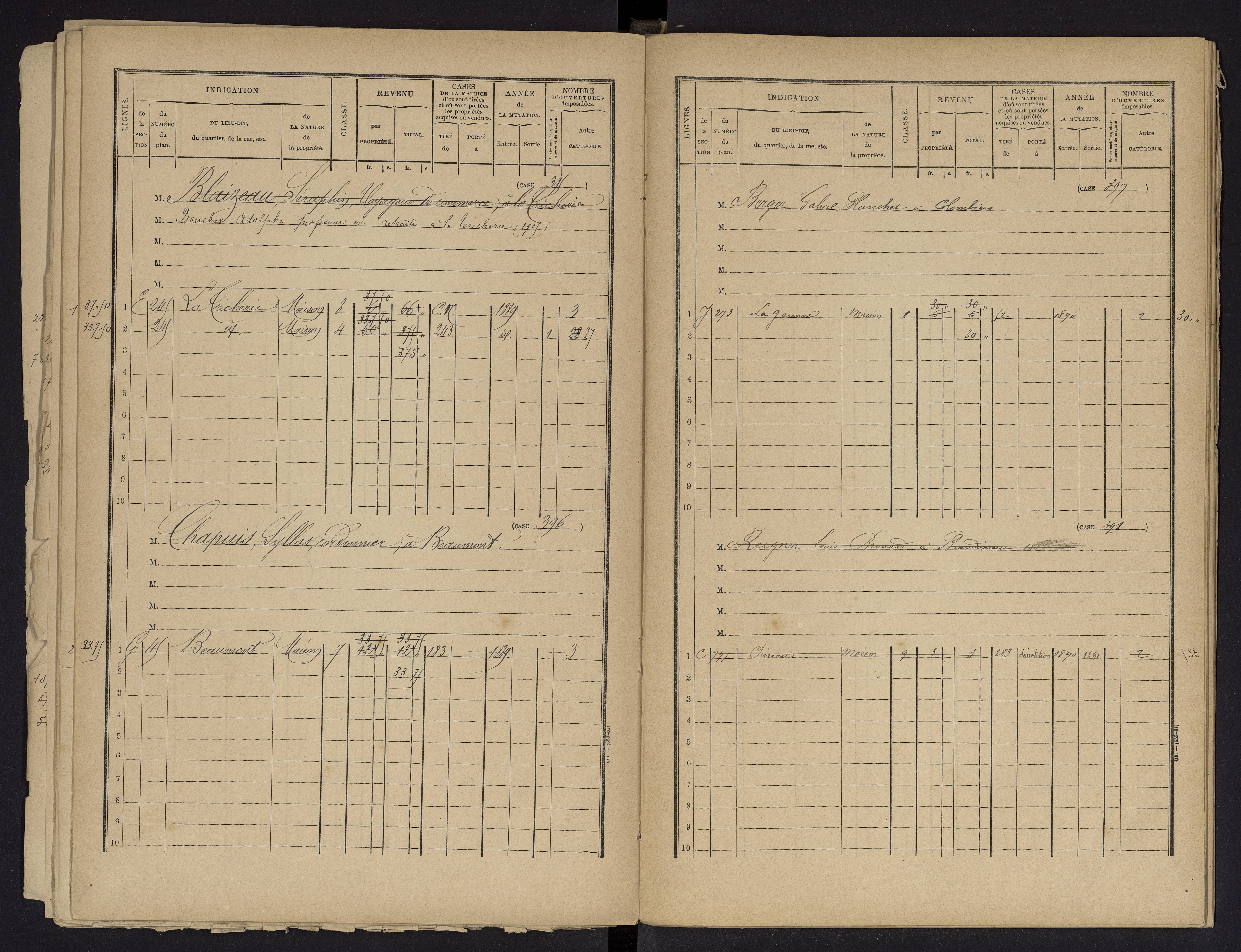 Beaumont - FRAD086_cadastre Cases 1-488 