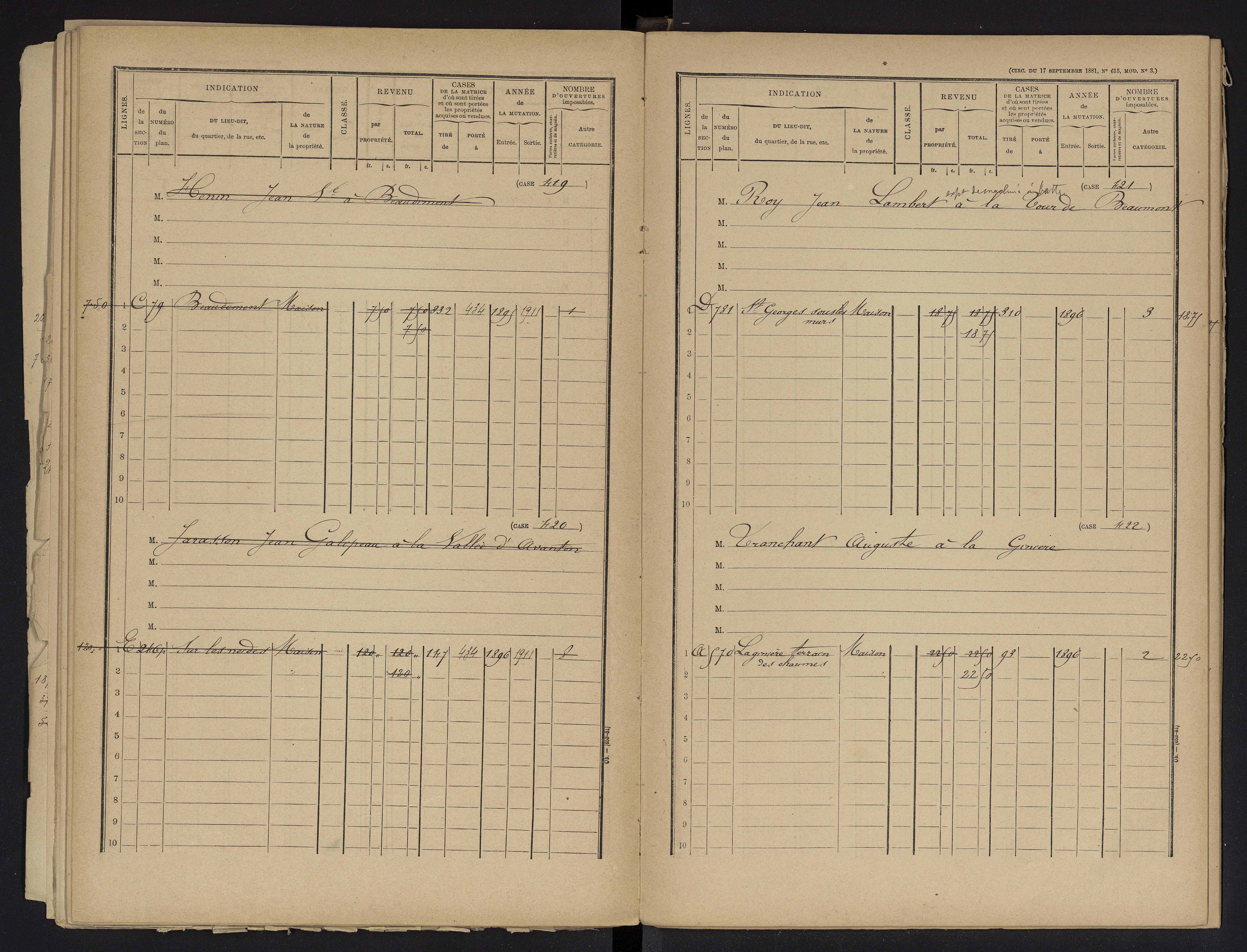 Beaumont - FRAD086_cadastre Cases 1-488 