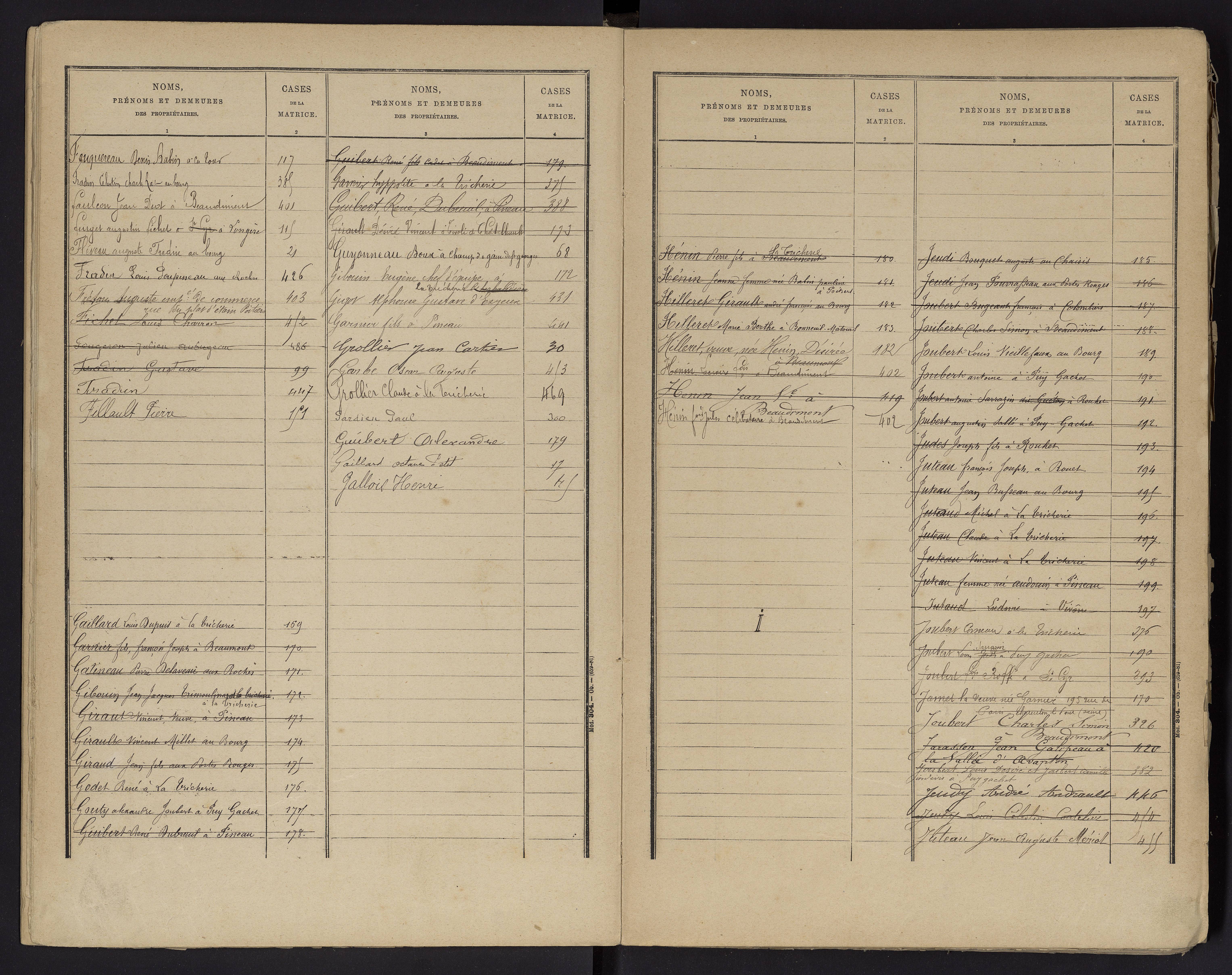 Beaumont - FRAD086_cadastre Cases 1-488 