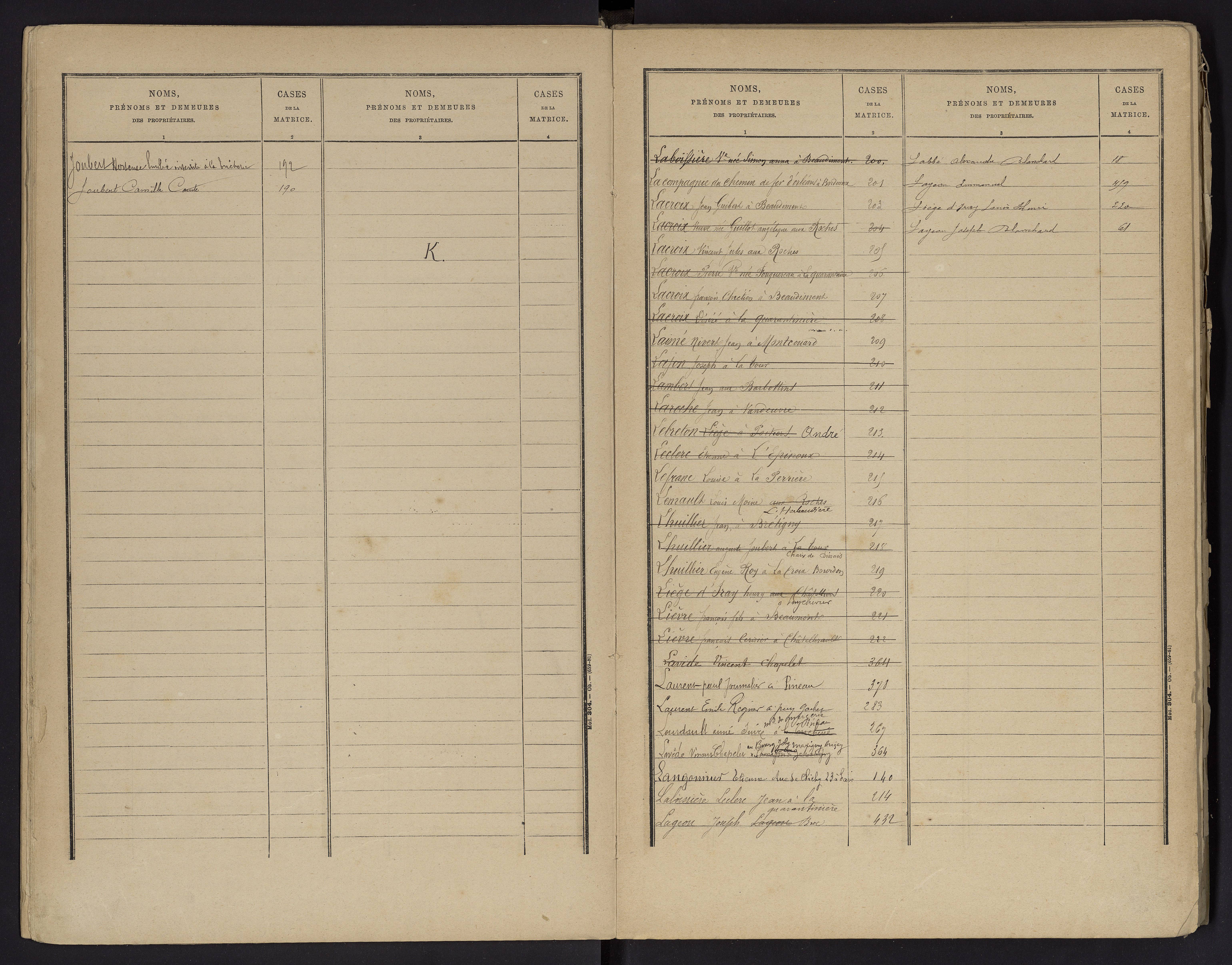 Beaumont - FRAD086_cadastre Cases 1-488 