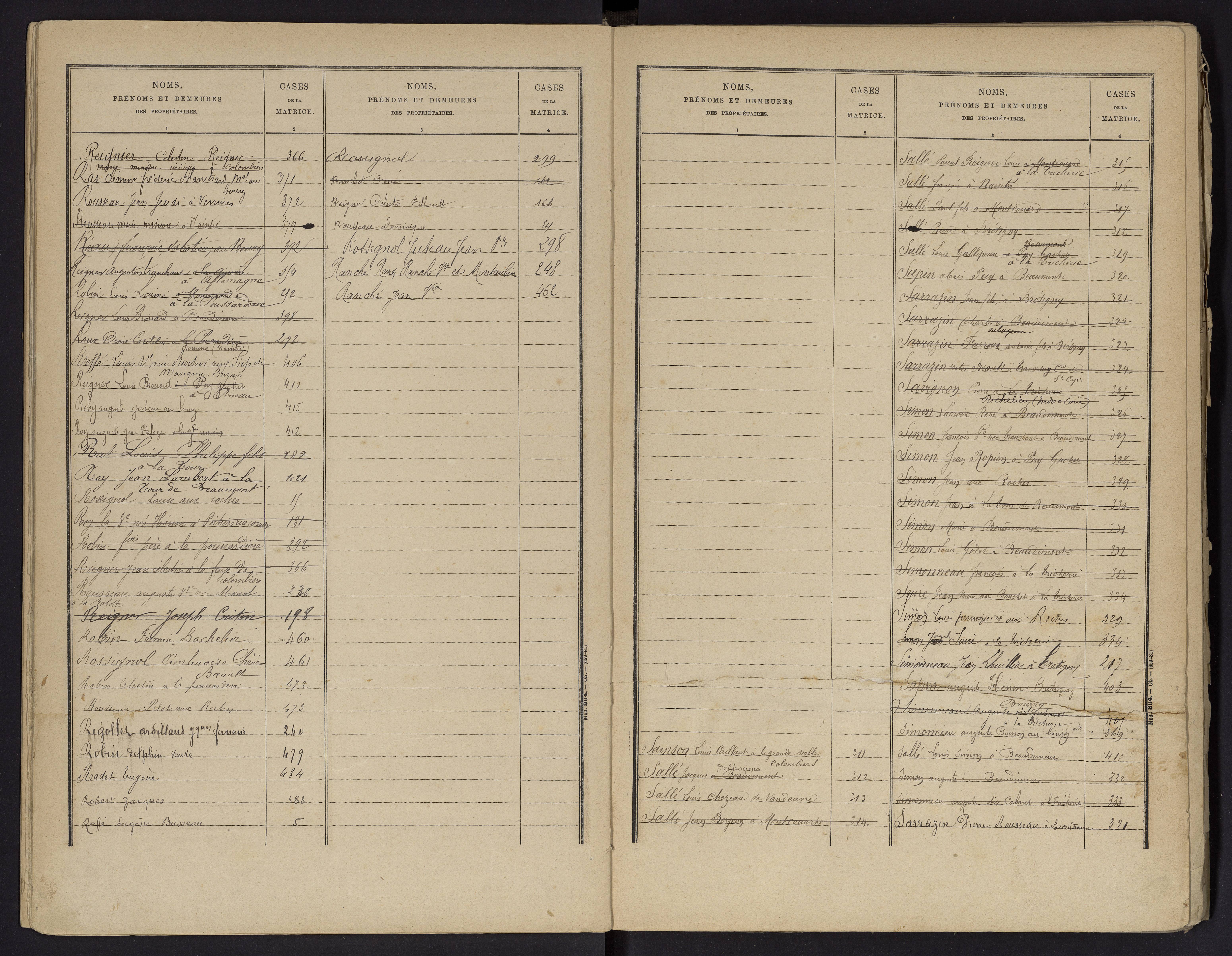 Beaumont - FRAD086_cadastre Cases 1-488 