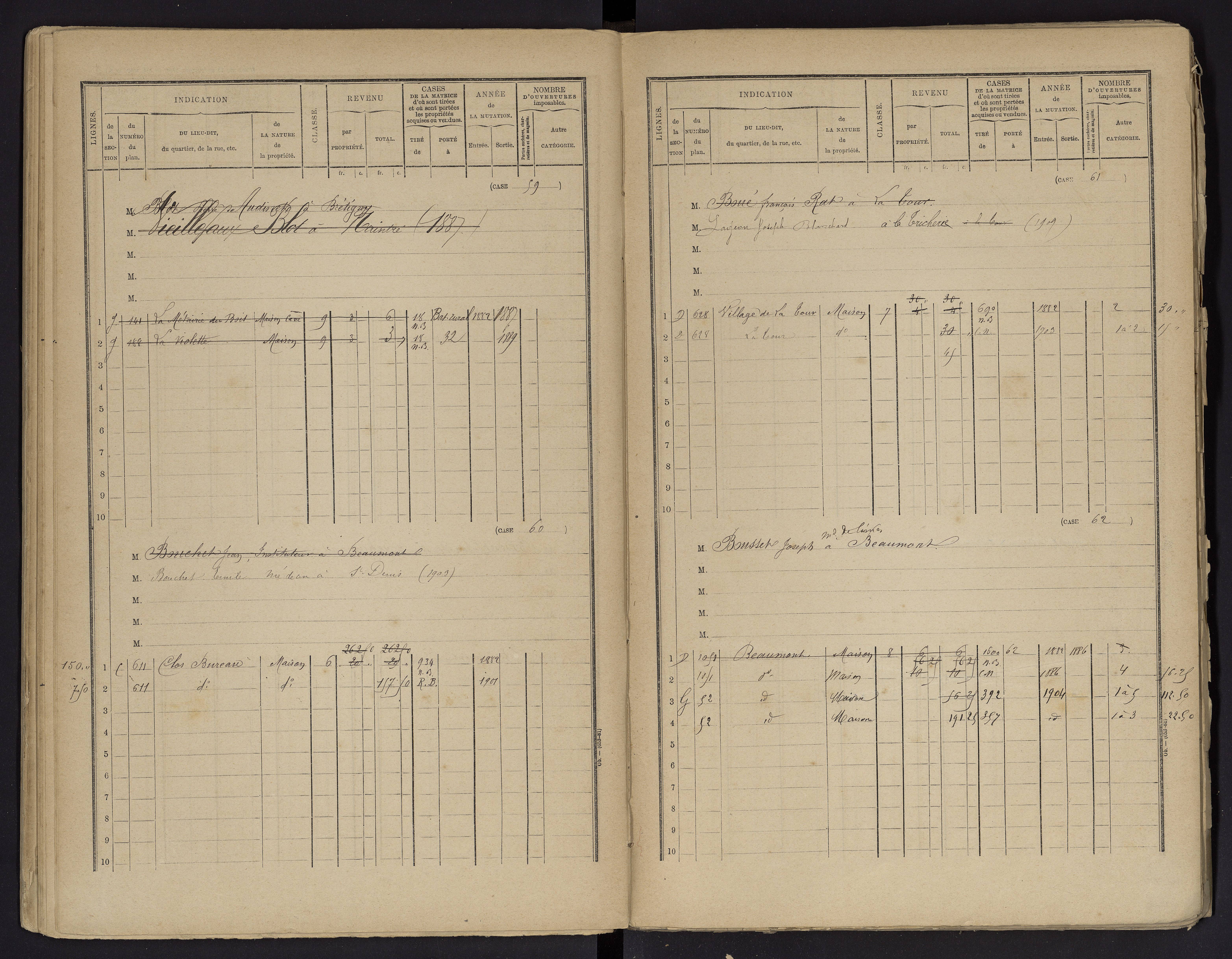 Beaumont - FRAD086_cadastre Cases 1-488 