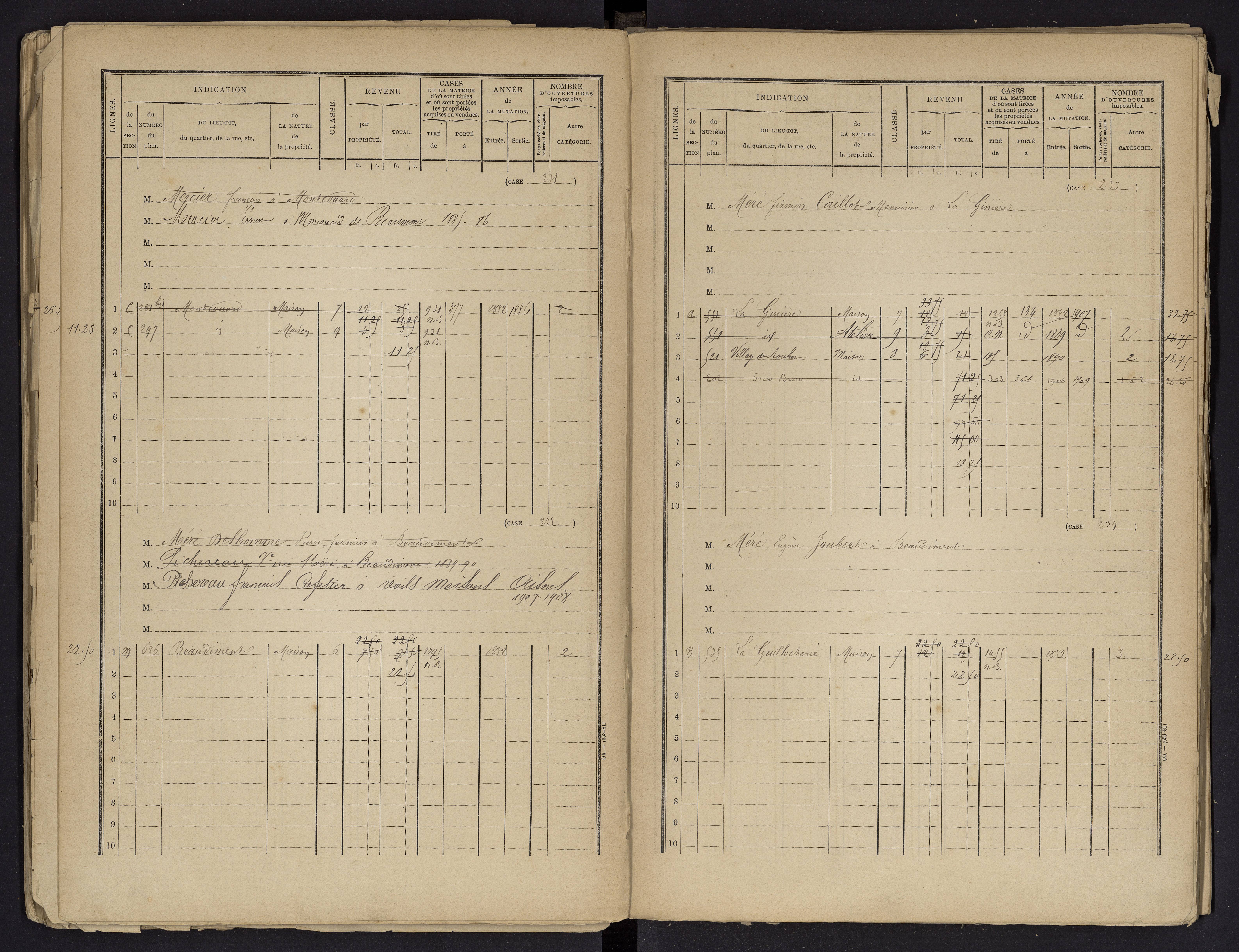 Beaumont - FRAD086_cadastre Cases 1-488 