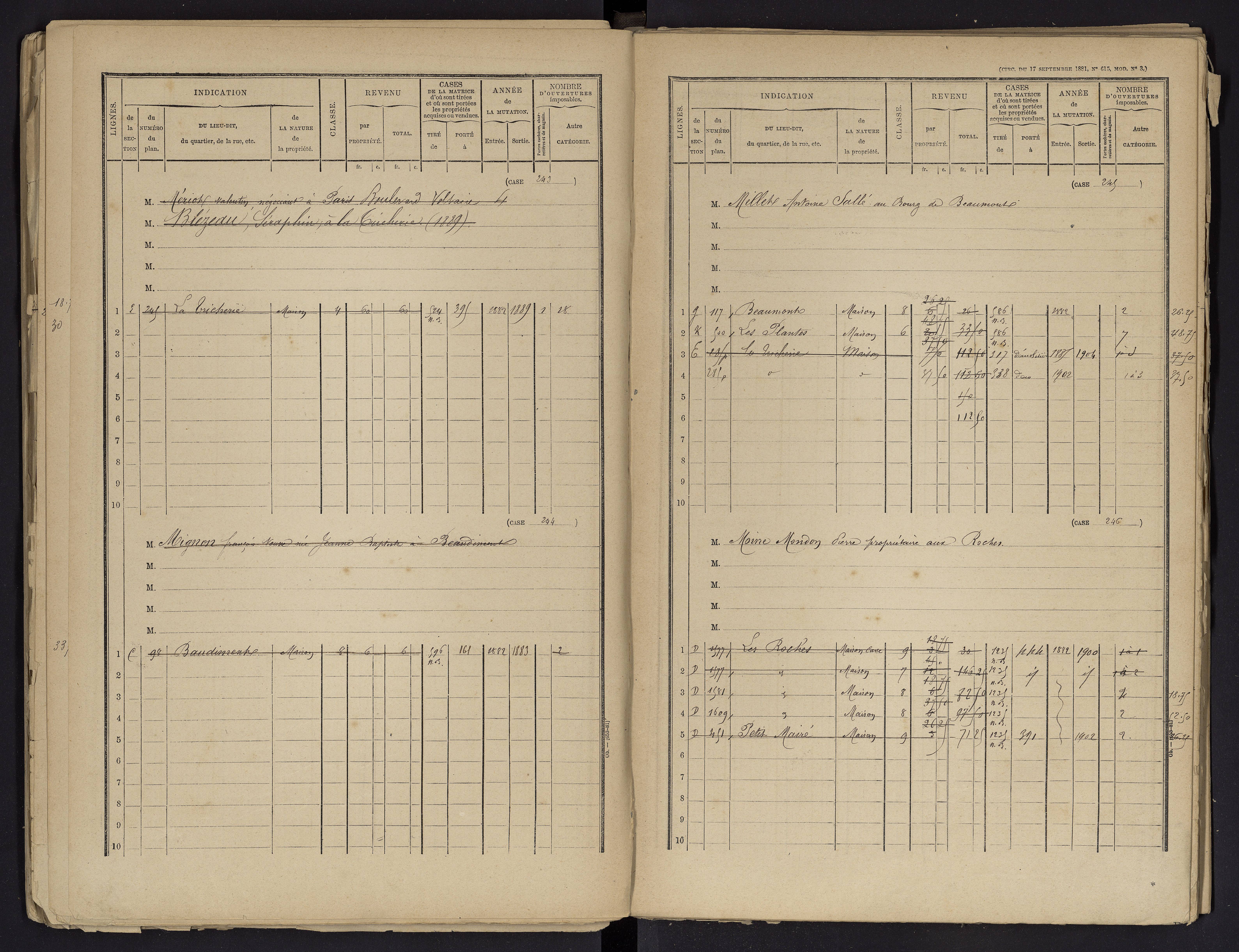 Beaumont - FRAD086_cadastre Cases 1-488 