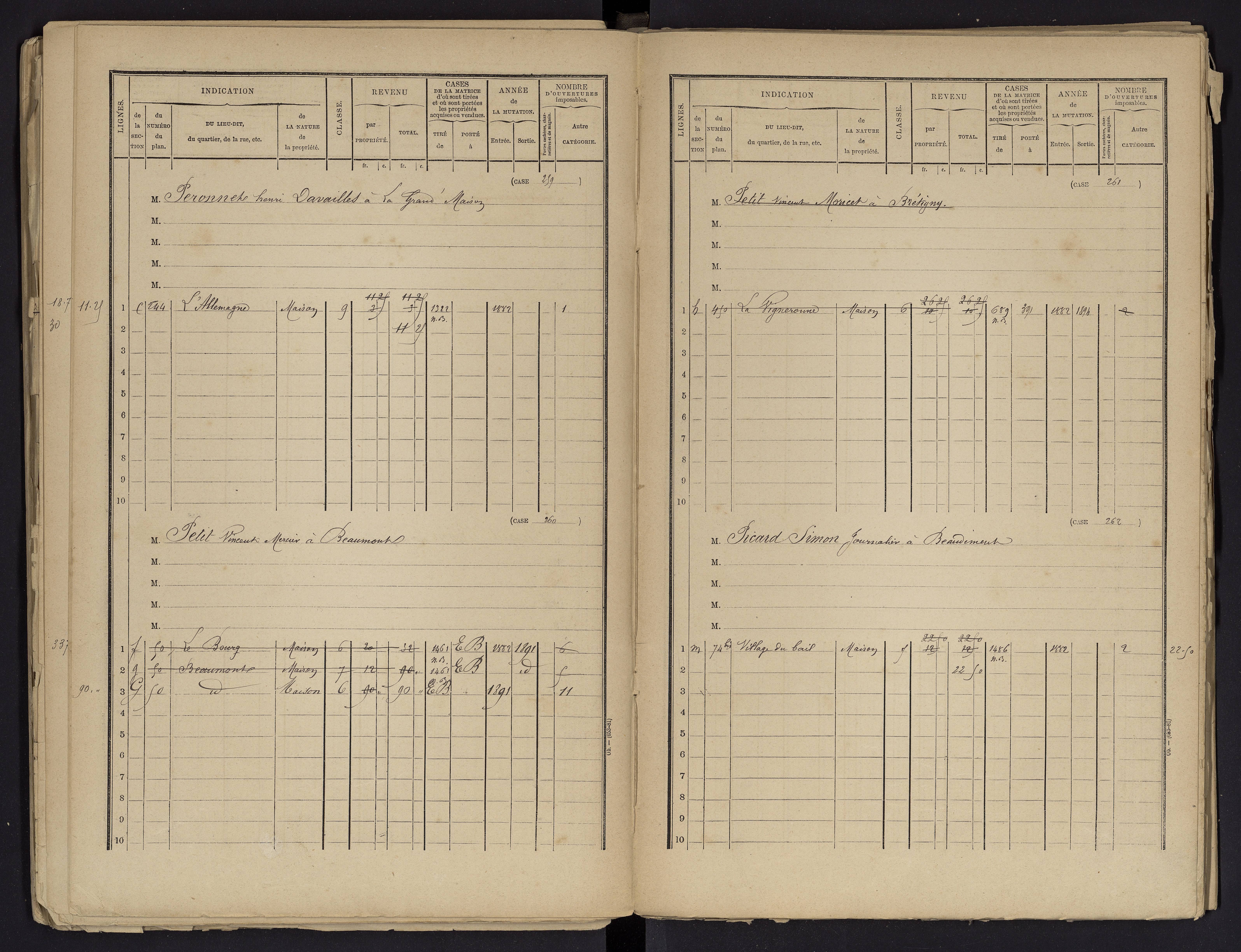 Beaumont - FRAD086_cadastre Cases 1-488 