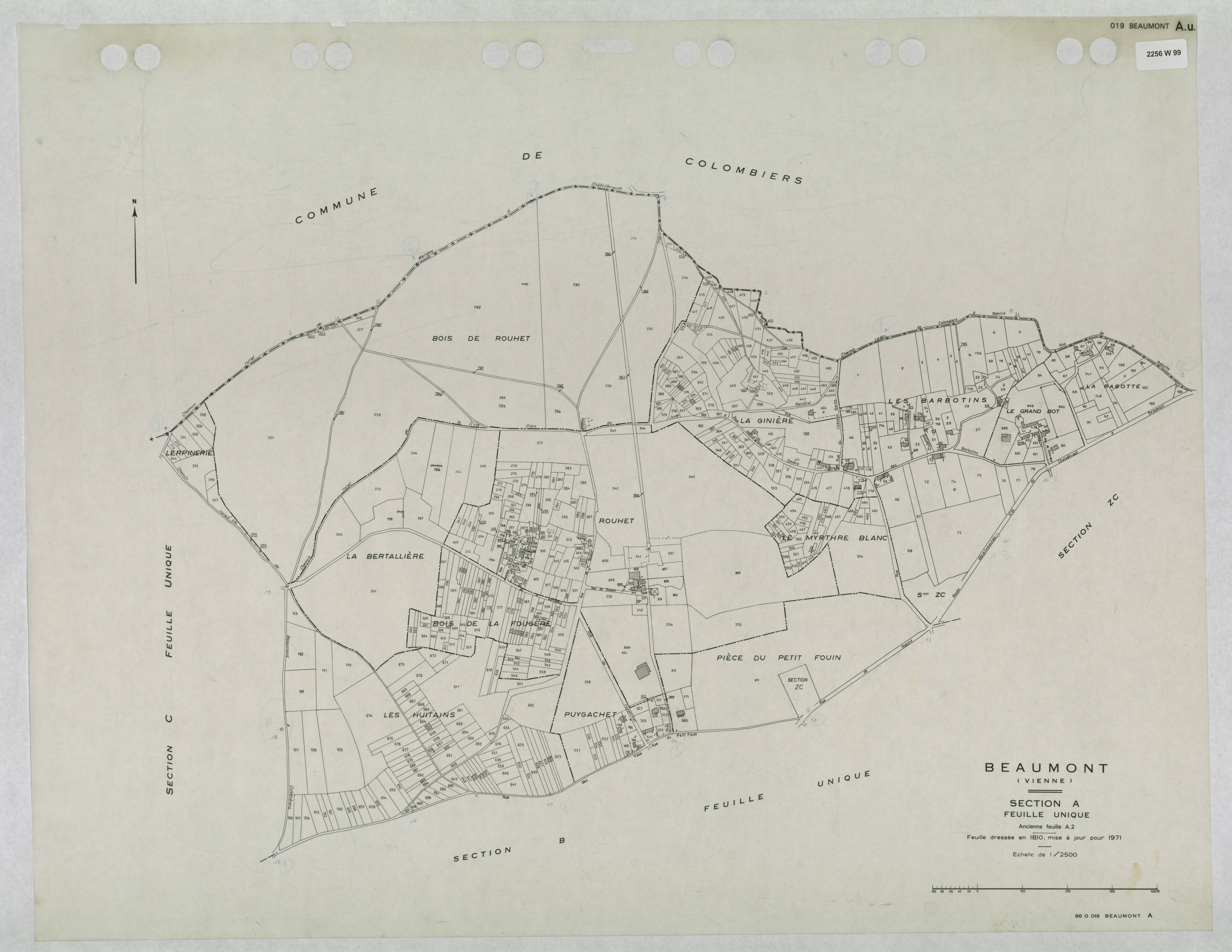 Beaumont - FRAD086_cadastre Plans mis à jour 