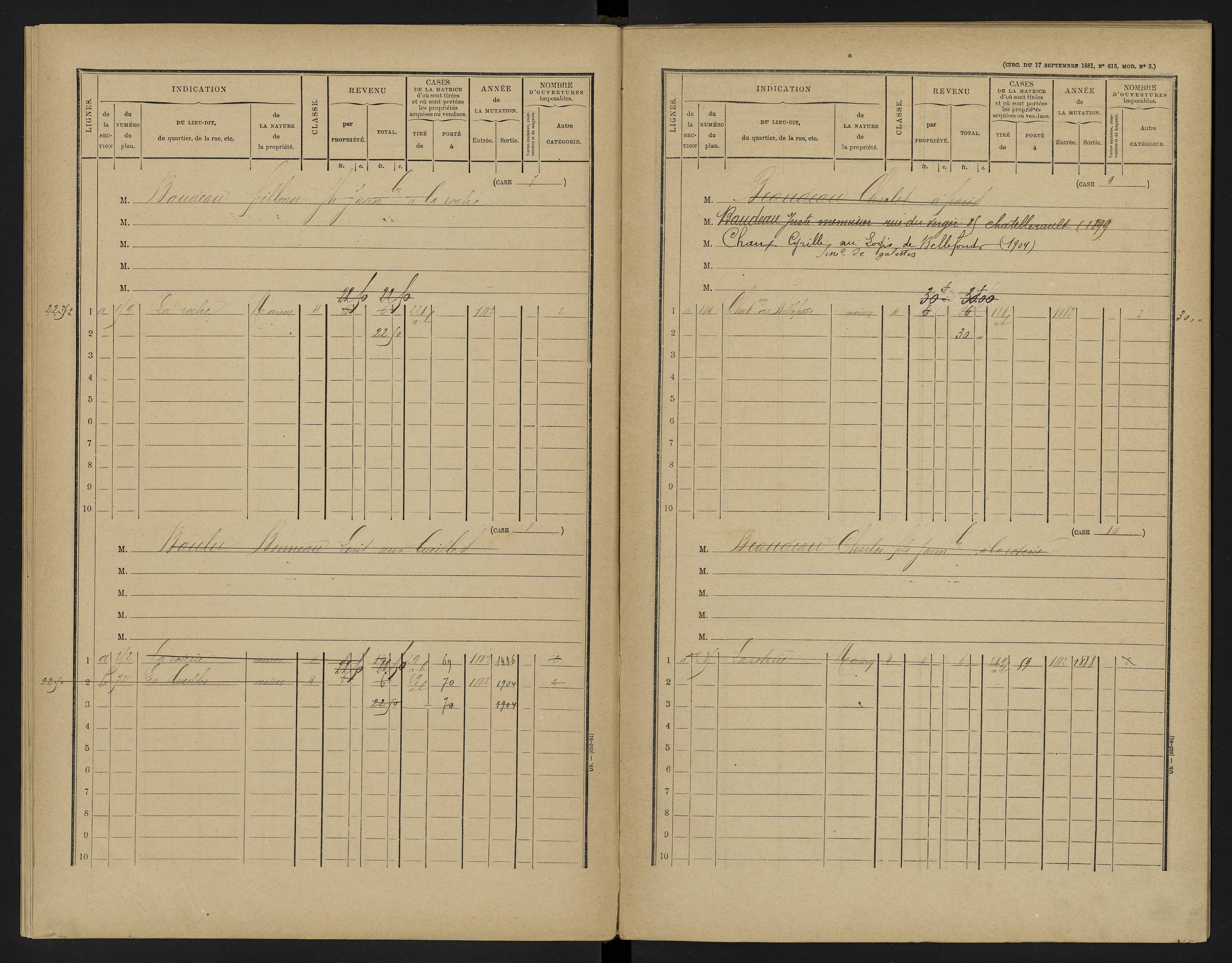 Bellefonds - FRAD086_cadastre Cases 1-92, 