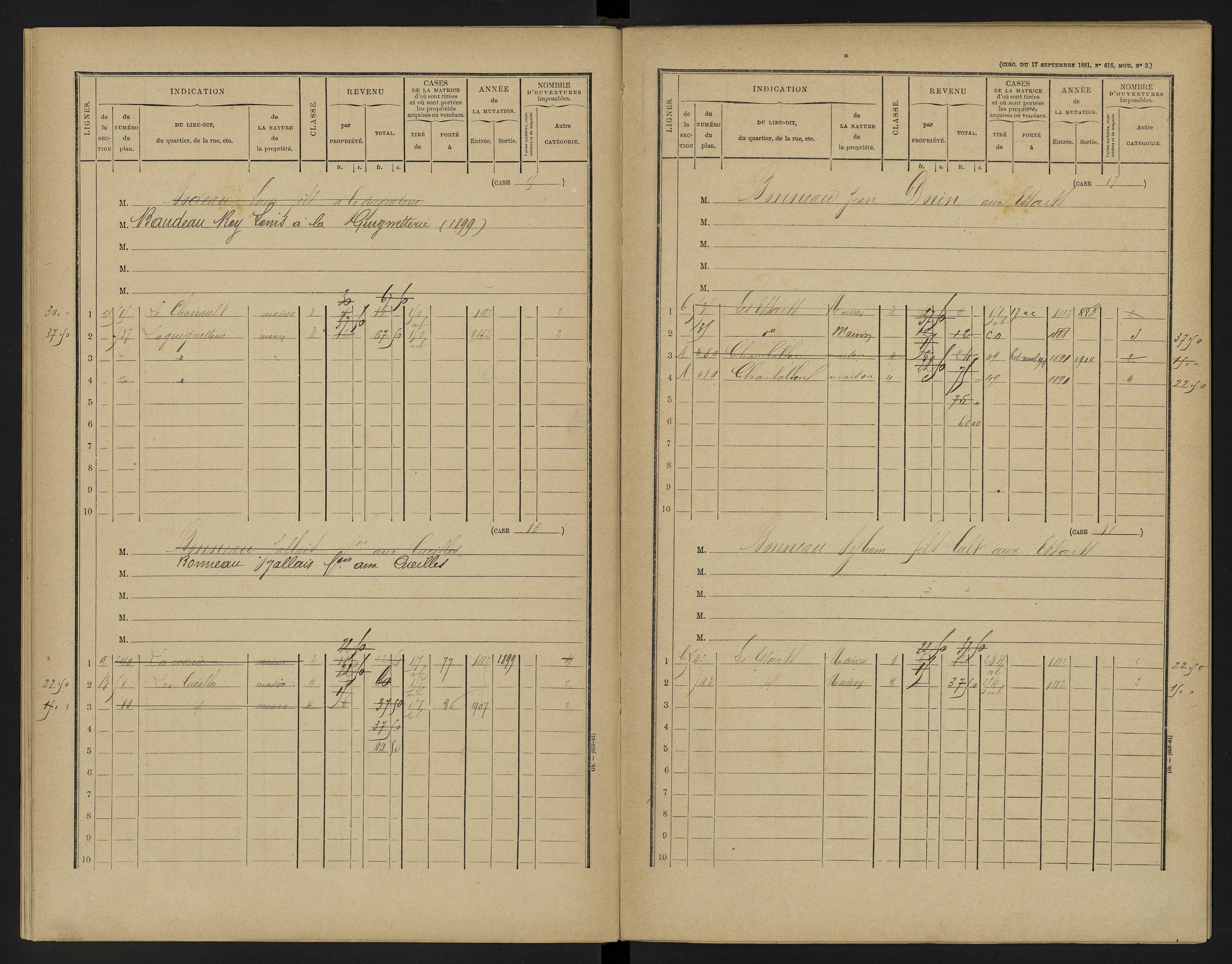 Bellefonds - FRAD086_cadastre Cases 1-92, 